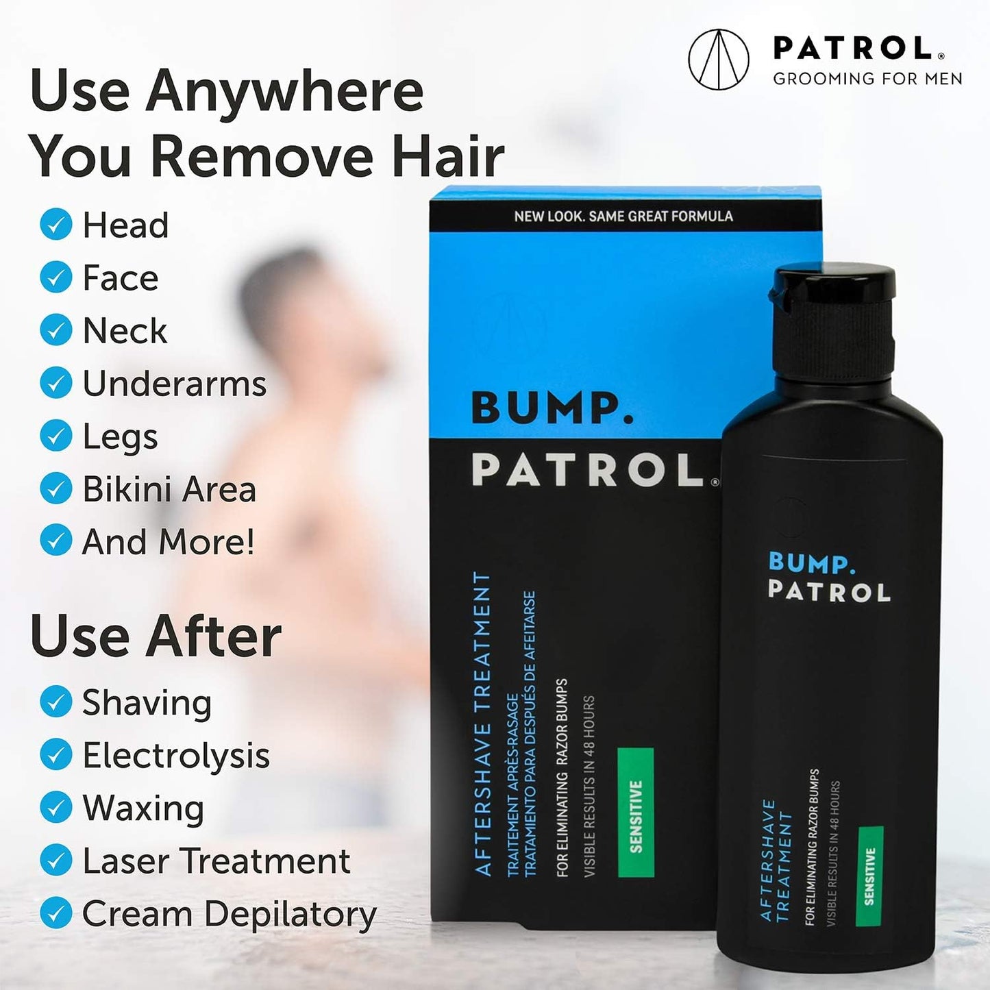 White Smoke Bump Patrol Sensitive Strength Aftershave Treatment Serum – Razor Bump Stopper and Ingrown Hair Treatment for Men and Women, Alcohol Free Ingrown Hair Serum for Sensitive Skin 2 oz (Pack of 1)