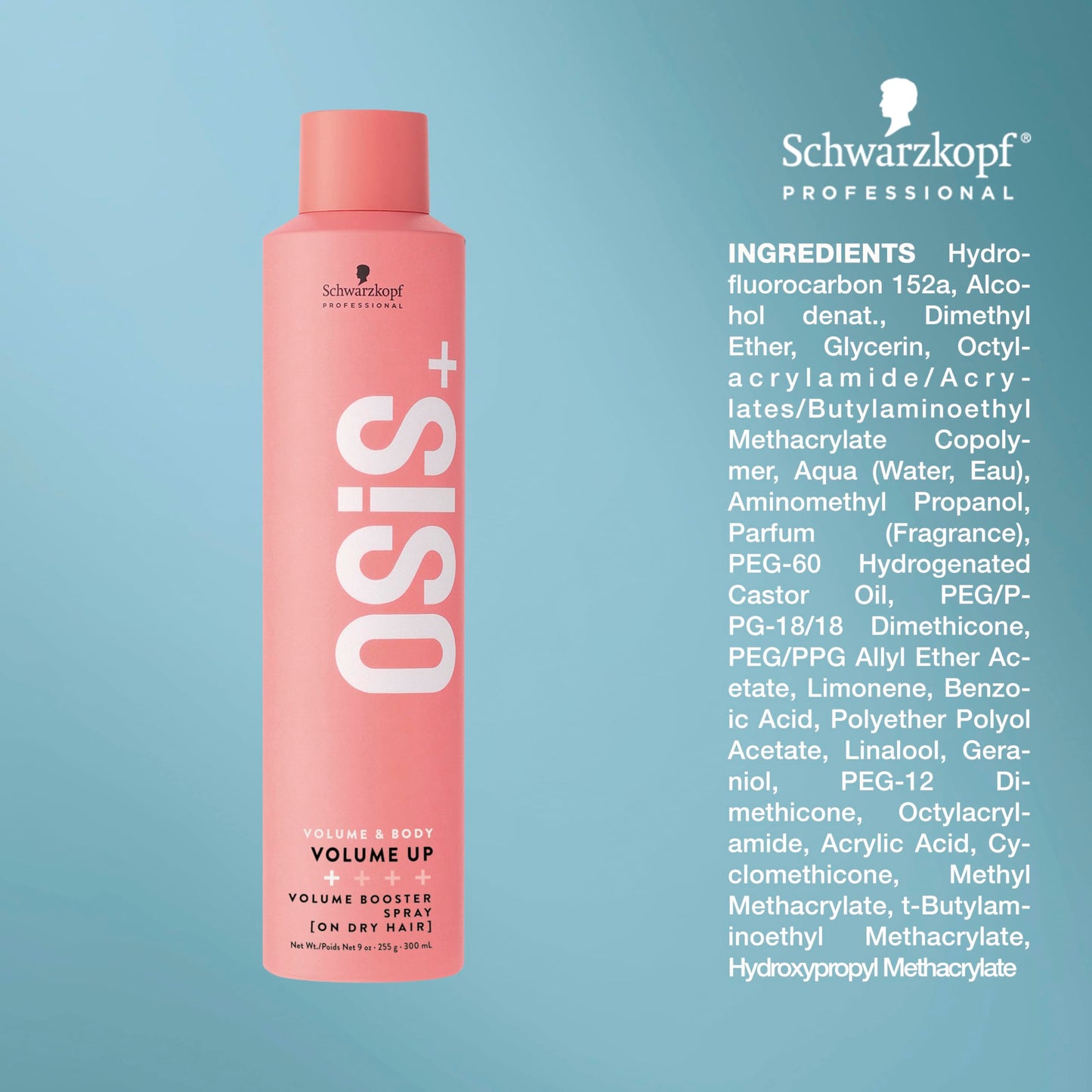 Sky Blue OSiS+ Volume Up Volumizing Texturizing Booster Spray, 8.9 oz – Lightweight Flexible Textured Volume with Natural Movement – Heat Protection and Vegan Formula