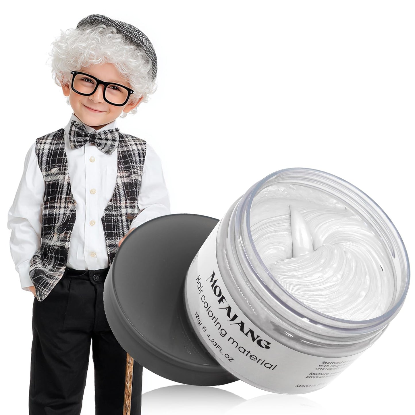 White Smoke White Temporary Hair Color Wax - SOVONCARE Washable Hair Dye for Men & Women, All-Day Hold Disposable Hair Styling Clays for Party, Cosplay & Daily 4.23 oz