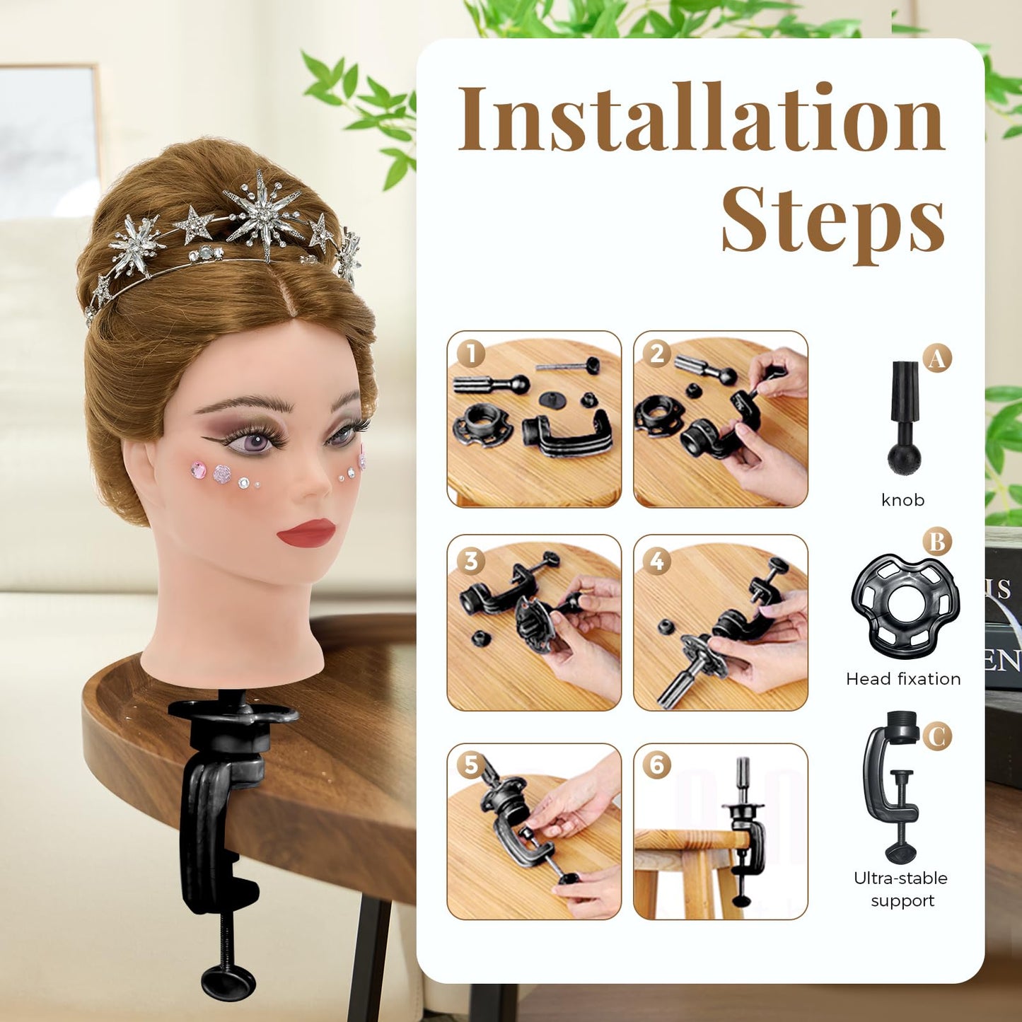 White Smoke Mannequin Head 80% Human Hair with Tripod Stand,28 Inch Make up Cosmetology Manikin Practice Doll Head,Braiding Hairdressing Head with Table Clamp + DIY Hair Styling Set