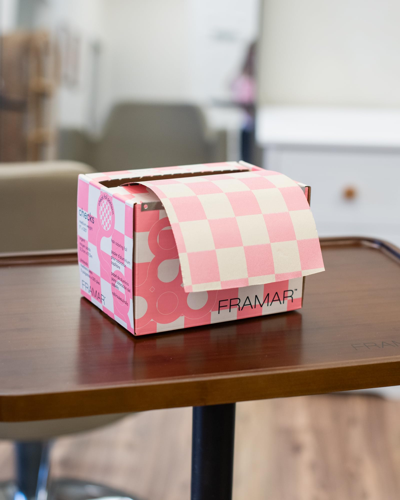 Light Gray FRAMAR Beige and Pink Checkered Hair Foil – Hair Foils For Highlighting Long Hair, Salon Foil For Hair Highlighting, Salon Foils For Hair Stylist, Embossed – 320 ft