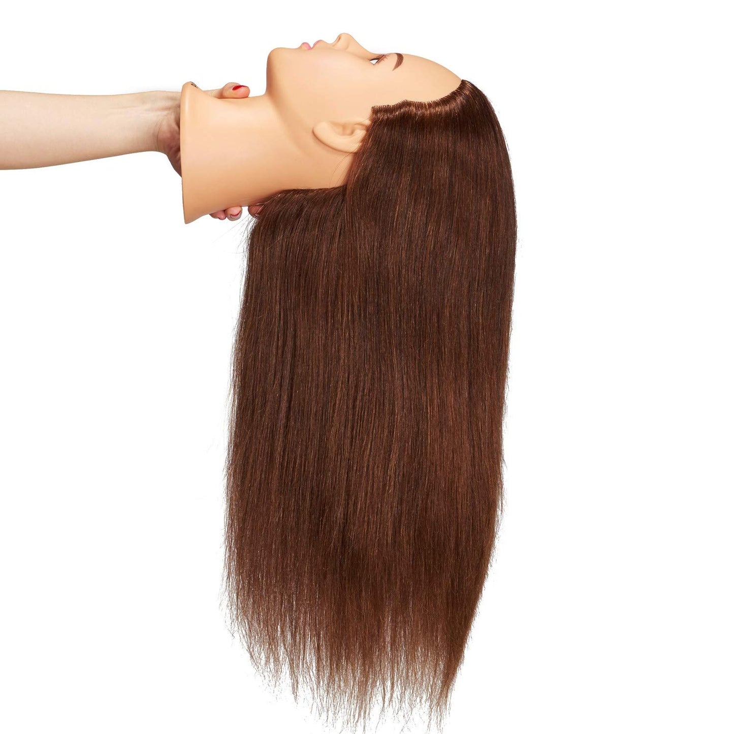 White Smoke Hairingrid Mannequin Head 24"-26"100% Human Hair Hairdresser Cosmetology Mannequin Manikin Training Head Hair and Free Clamp Holder (R71906LB0418H)