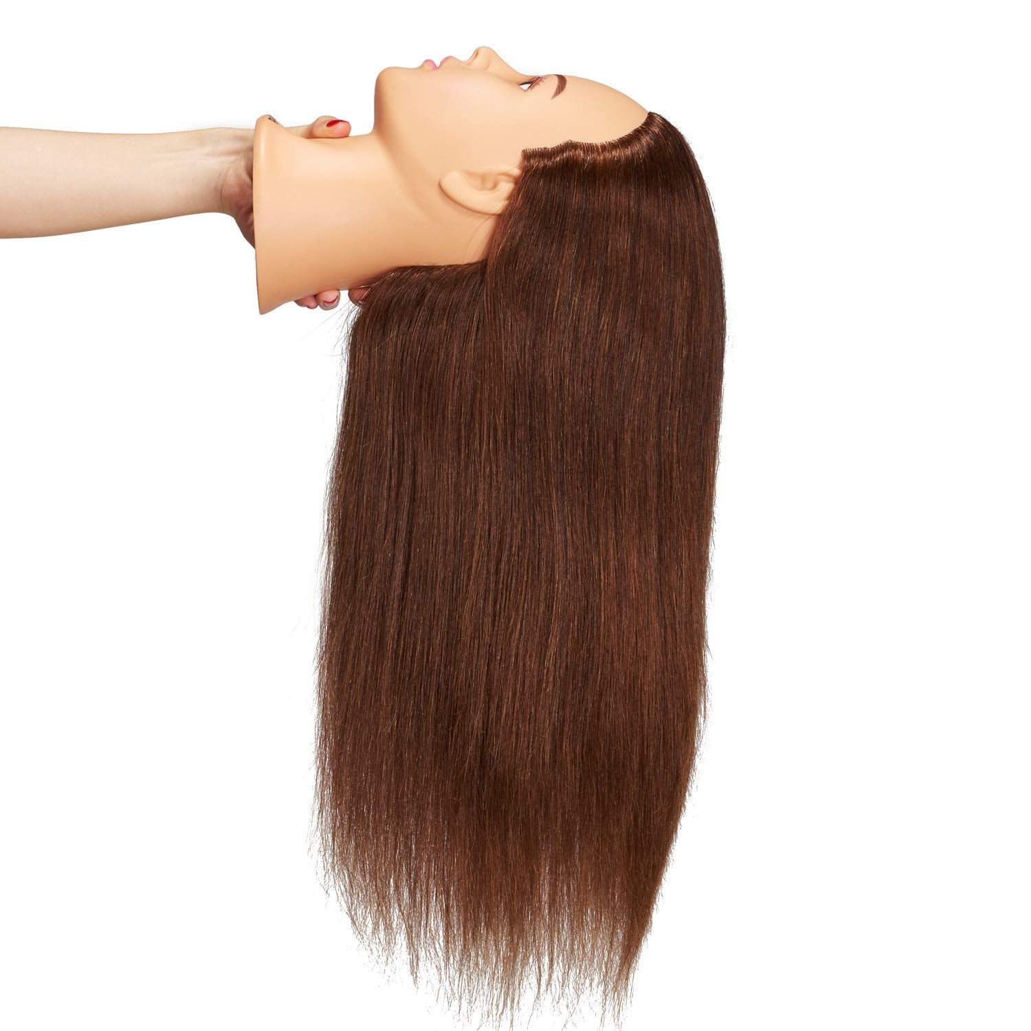 White Smoke Hairingrid Mannequin Head 24"-26"100% Human Hair Hairdresser Cosmetology Mannequin Manikin Training Head Hair and Free Clamp Holder (R71906LB0418H)