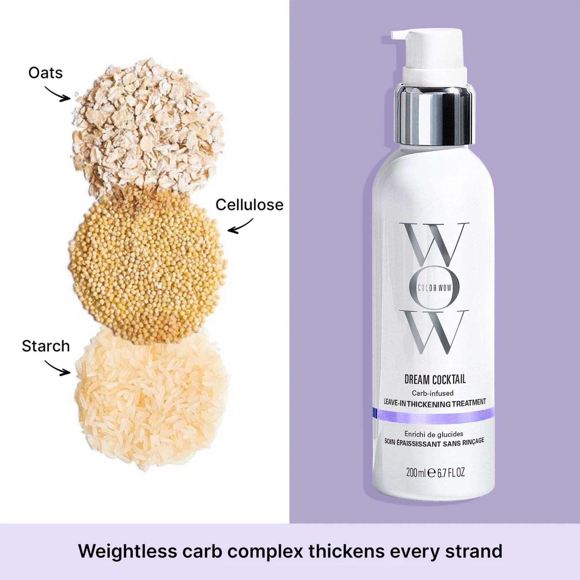 White Smoke COLOR WOW Dream Cocktail Carb Infused Leave-in Treatment – Transform Thin Hair to Thick & Full | with Heat Protection