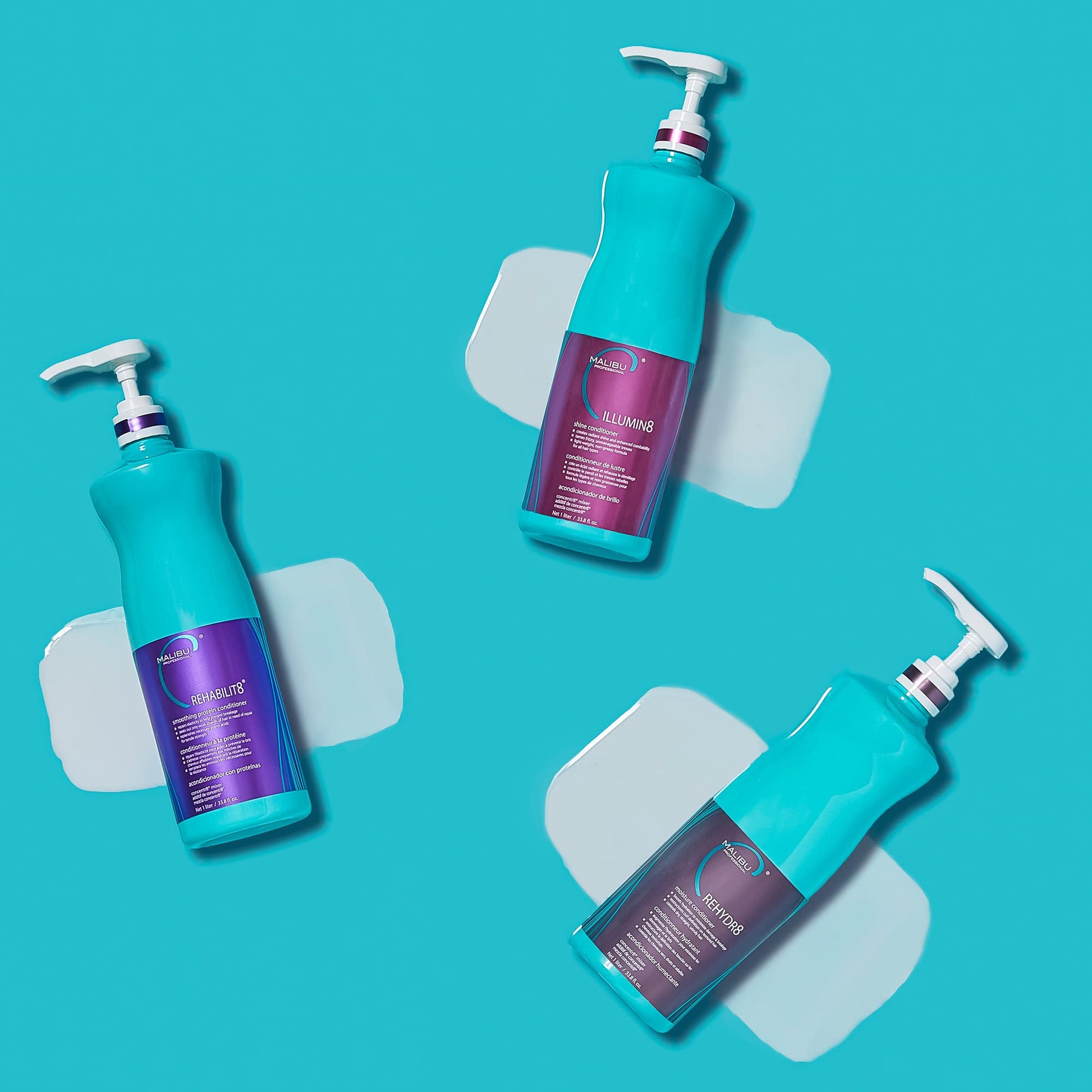 Light Sea Green Malibu C ILLUMIN8 Shine Conditioner (1 Packet) - Concentrate for Hair Shine & Manageability - Lightweight, Non-Greasy Hair Conditioner for All Hair Types