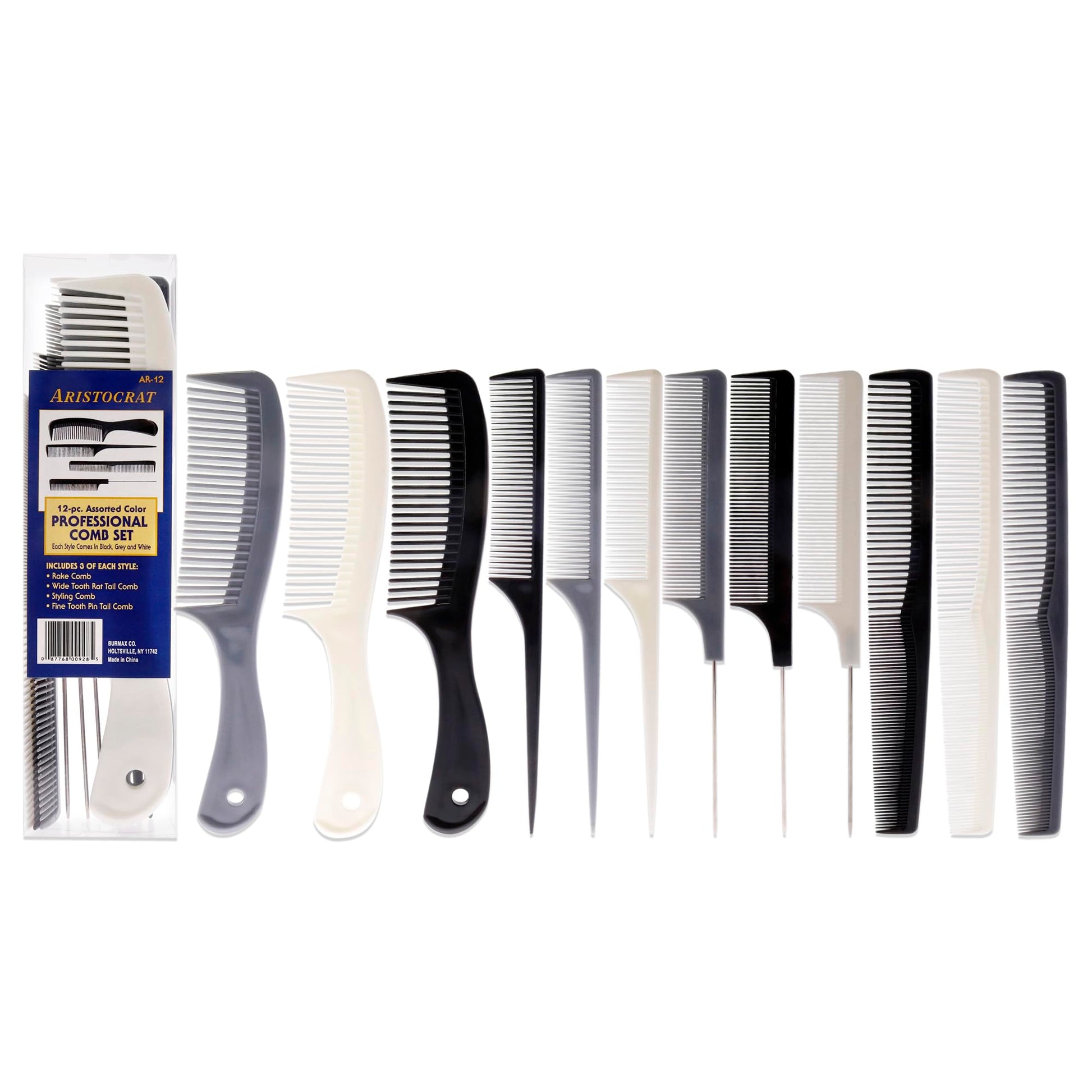 White Smoke Aristocrat 12 Piece Plastic Comb Set
