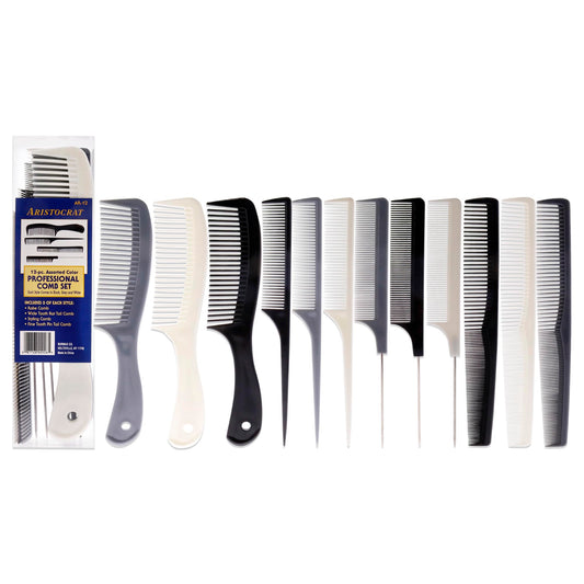 White Smoke Aristocrat 12 Piece Plastic Comb Set