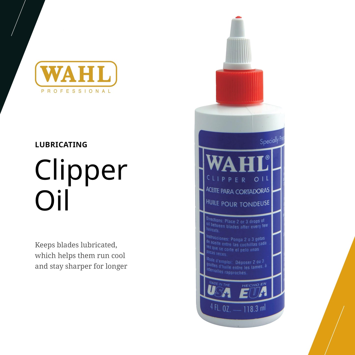 White Smoke Wahl Professional Clipper Oil, Lubricant for Clippers, Trimmers, and Blades, Extends Blade Life, Reduces Heat and Friction, 4 Fl Oz