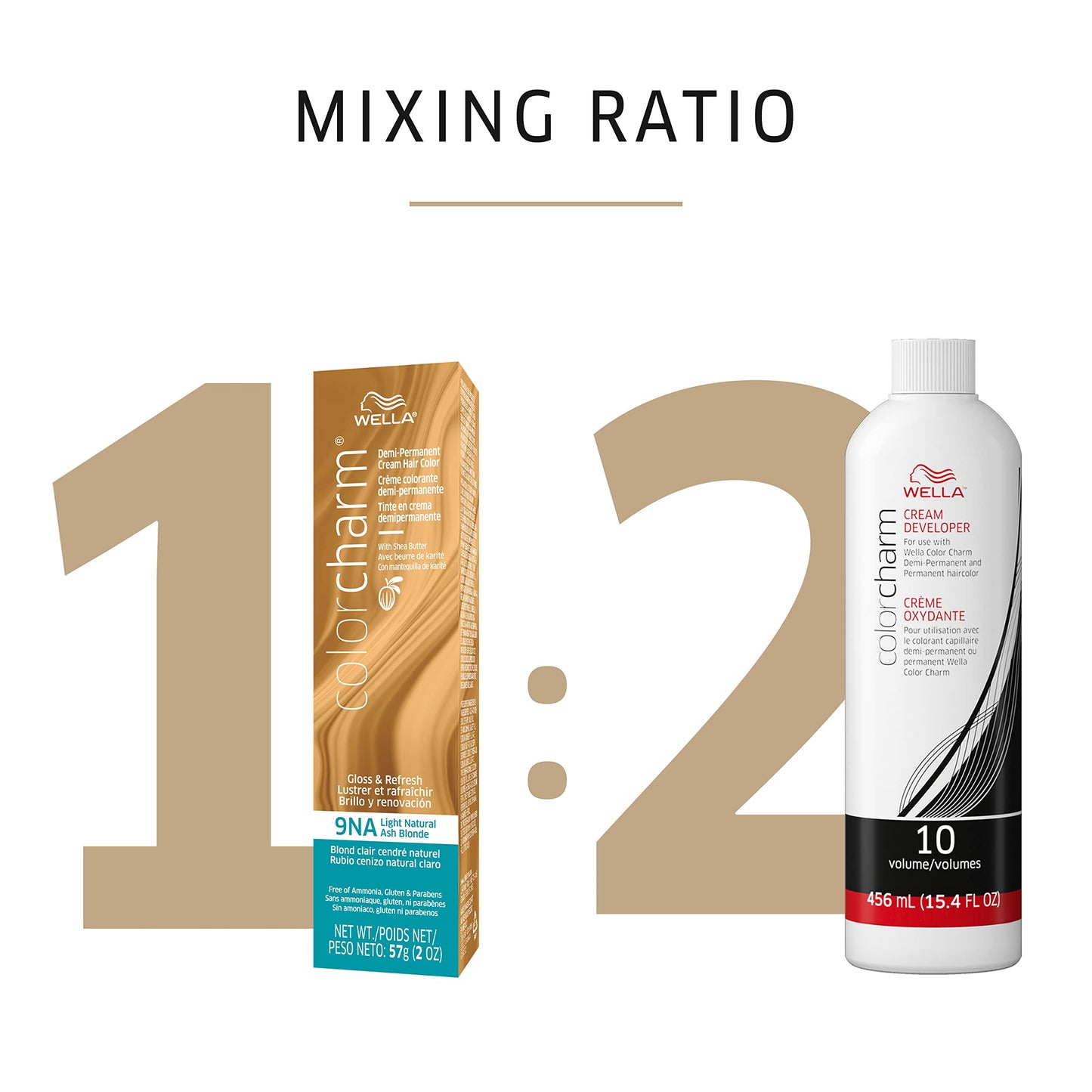 White Smoke WELLA colorcharm Demi Permanent Hair Color, Adds Gloss & Color Richness, Gray Coverage, 9NA Light Natural Ash Blonde + 10 Vol. Developer