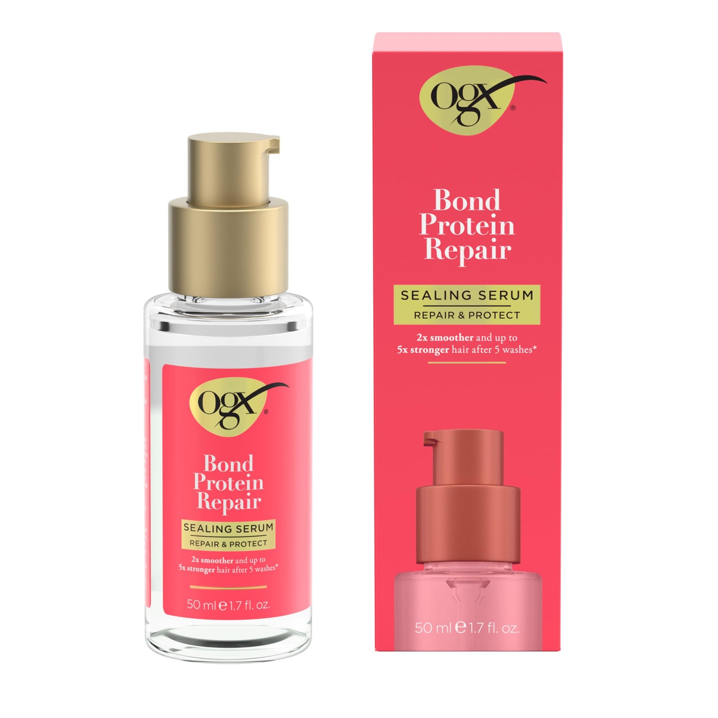 White Smoke OGX Repair & Protect Bond Protein Repair Sealing Hair Serum, Formulated without Parabens, Frizz Treatment, 1.7 fl. oz