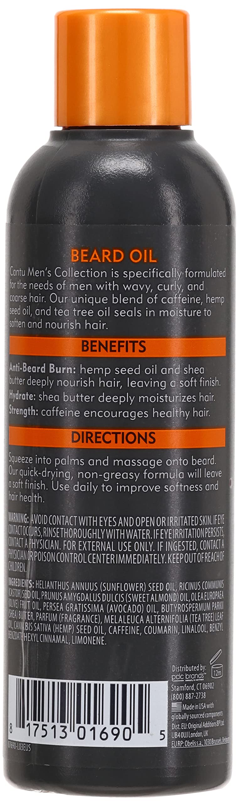 Dark Slate Gray Cantu Mens Beard Oil 3.4 Fl Oz (Pack of 3)