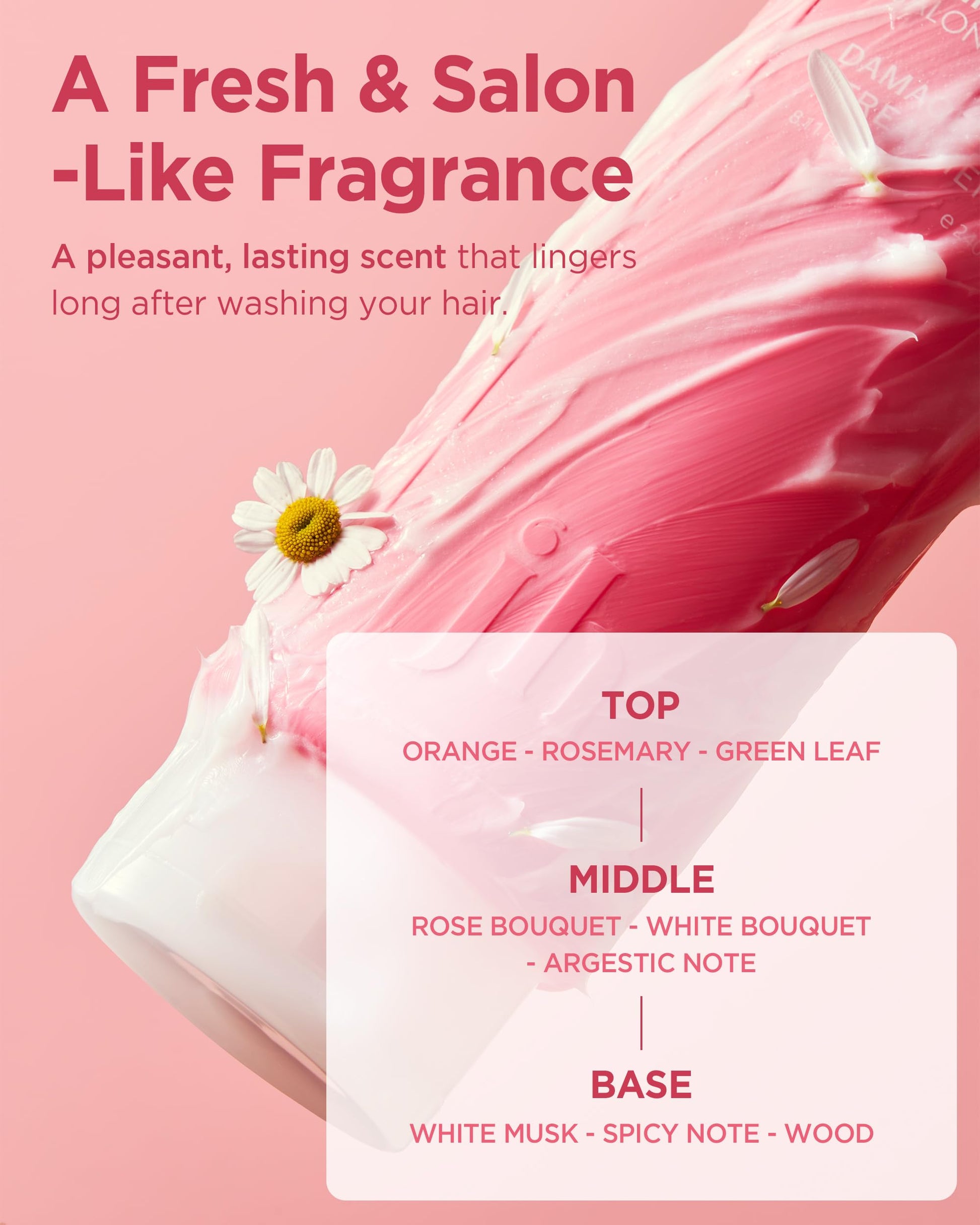 Light Pink JENNYHOUSE Salon Therapy Damage Care Treatment - Korean Beauty Conditioning Nourishing Hair Mask with Hydrolyzed Collage and Biotin - Floral Scent - for Dry Frizzy Damged Hair - 8.11 fl.oz
