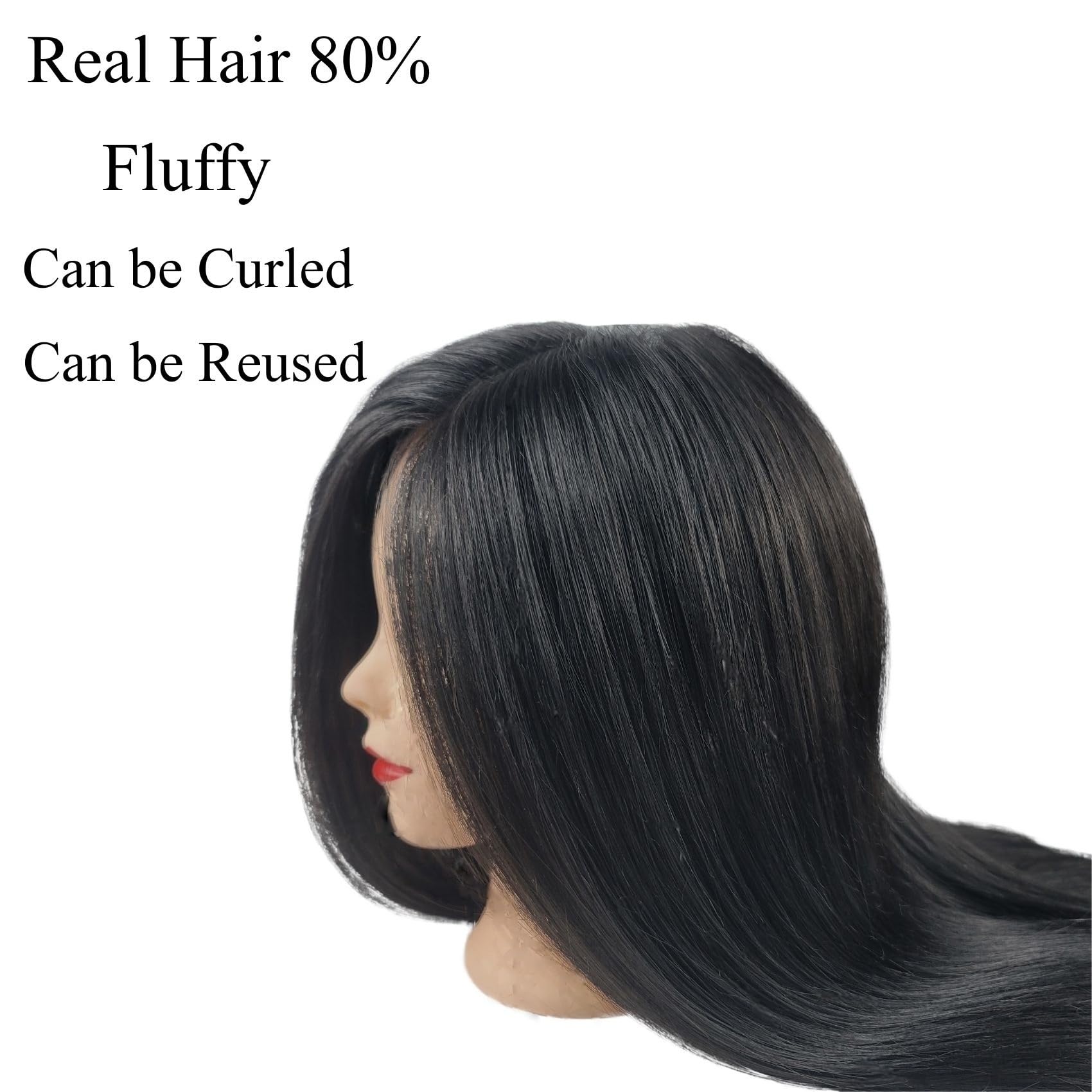 White Smoke 28inch Real Hair Mannequin Head Cosmetology Training Head to Practice Hairstyles Manikin Head for Beginners Hairdresser Hair Braiding, Cutting Learning Teaching