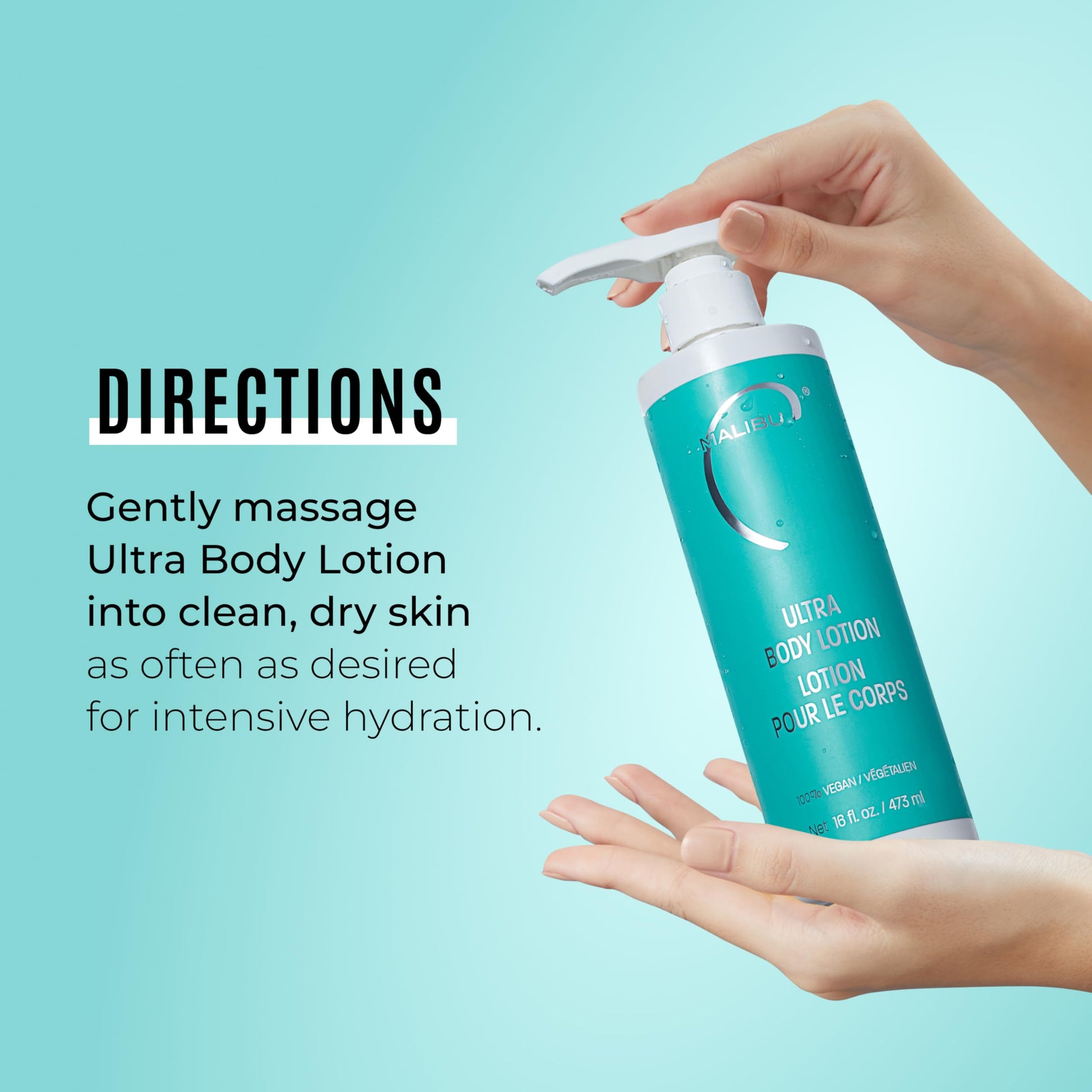 Sky Blue Malibu C Ultra Body Lotion - Hydrating Lotion for Extremely Dry Skin - Delivers Weightless Moisture & Radiant Glow - Safe for All Skin Types (16 fl oz)