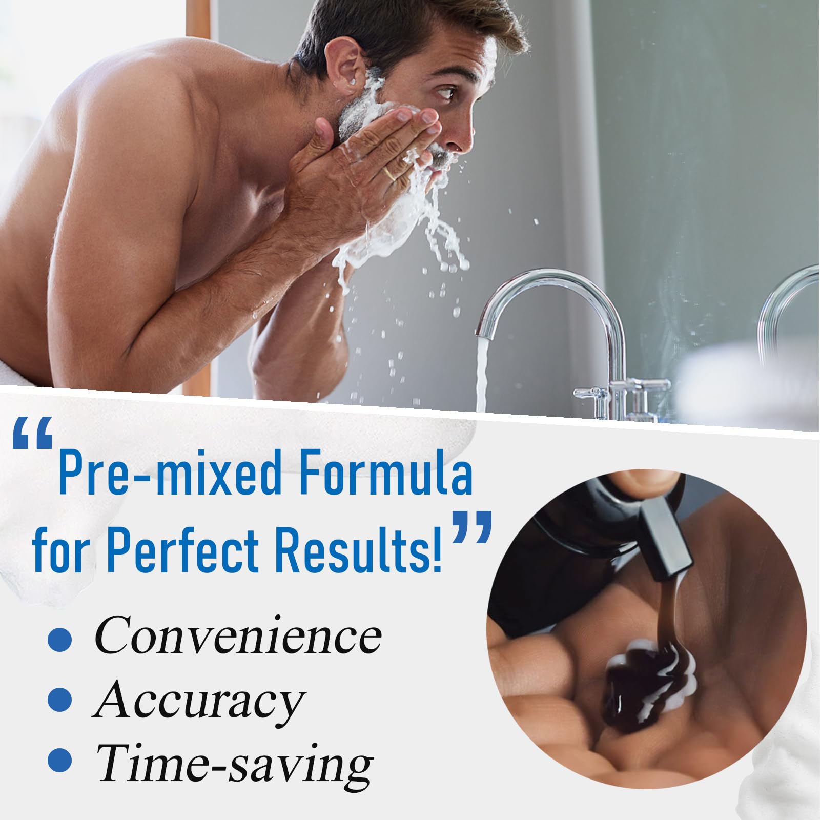 Lavender Men's 3-in-1 Black Beard & Hair Dye Shampoo, Instant Grey Darkening Beard Color Shampoo in 10 Minutes, Simpler Gray Reducing Mustache & Beard Dye for Men, with Plant Extract for Healthy Facial Hair