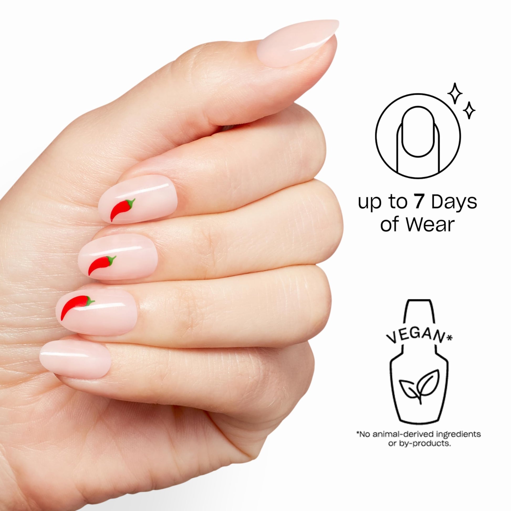 White Smoke OPI Sticking Point Red Hot Stunner | Short Round Opaque Warm Neutral with Chili Pepper Nail Art Instant No Glue Press On Nails | 30 Count with Adhesive Tabs | Damage-Free Wear | Spring 2026