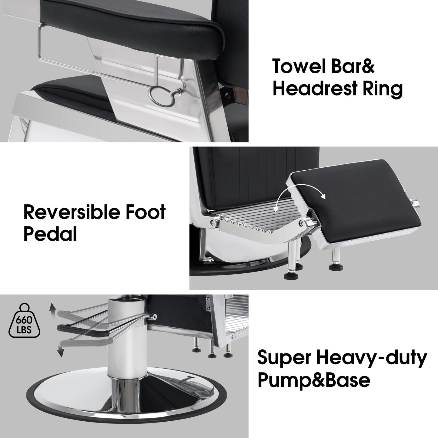White Smoke BarberPub Heavy Duty Vintage Barber Chair, Hydraulic Reclining Salon Chairs, Shampoo Beauty Spa Styling Equipment 3819 (Black&White)