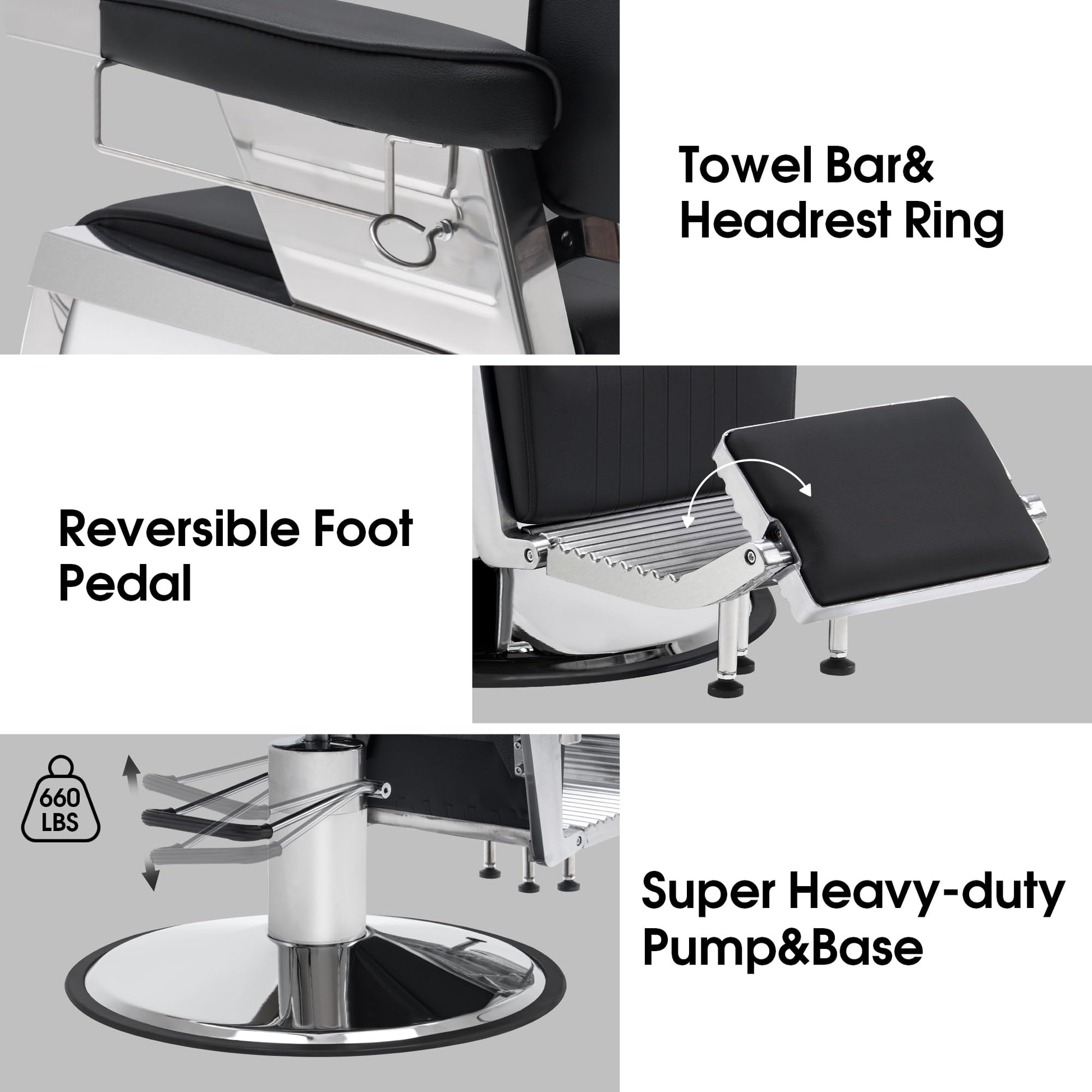 White Smoke BarberPub Heavy Duty Vintage Barber Chair, Hydraulic Reclining Salon Chairs, Shampoo Beauty Spa Styling Equipment 3819 (Black&White)