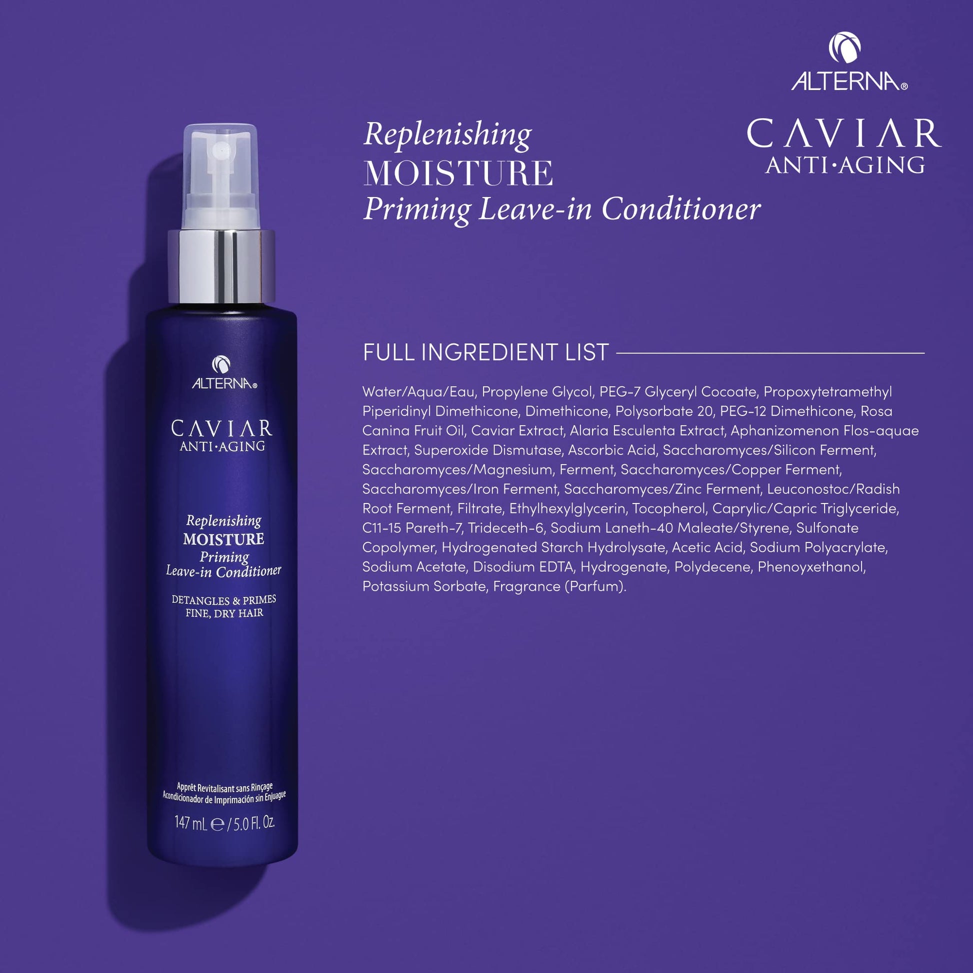 Dark Slate Blue Alterna Caviar Anti-Aging Priming Leave-In Conditioner, 5 Ounce | Detangles & Primes Fine, Dry Hair | Sulfate Free