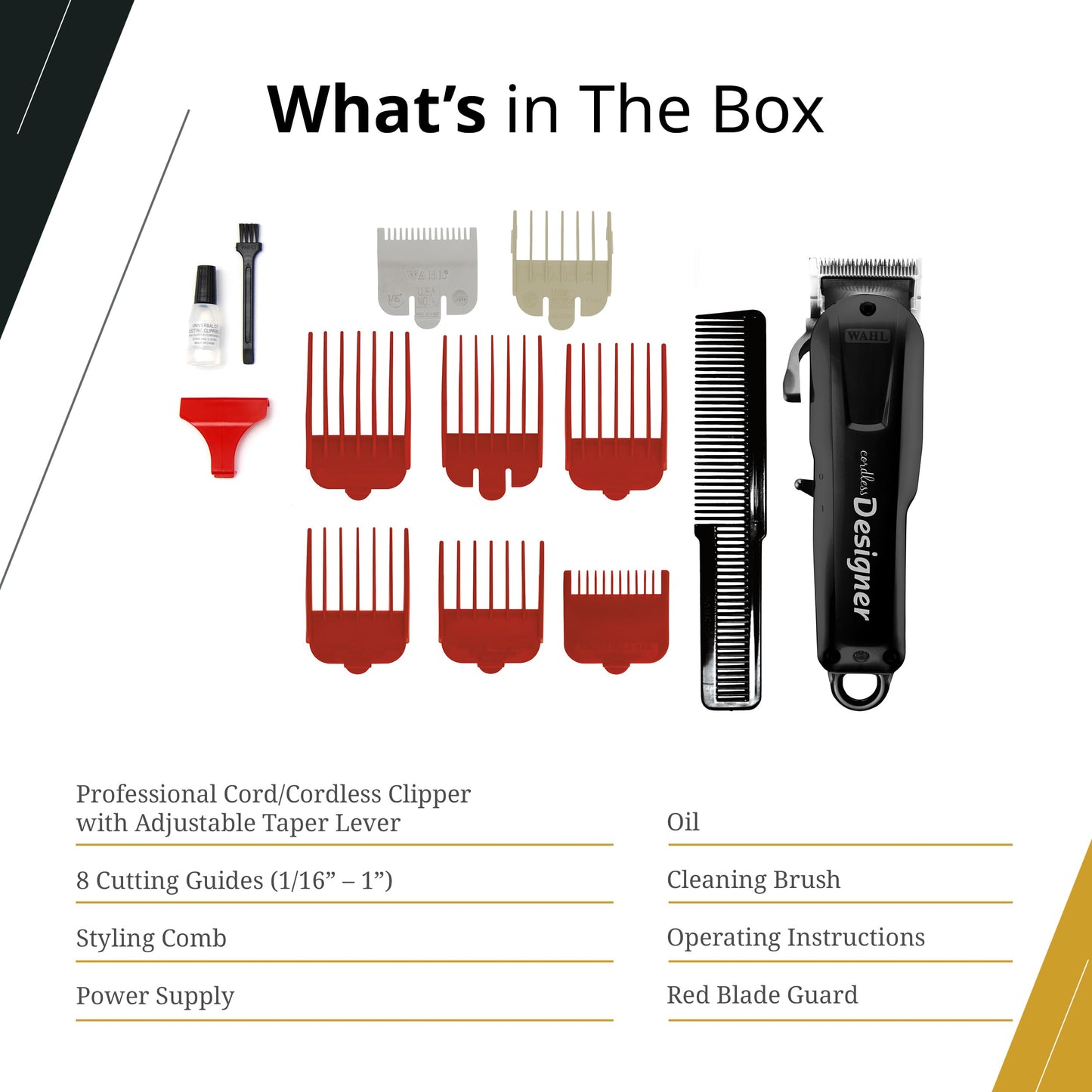 White Smoke Wahl Professional Cordless Designer Clipper, Powerful Rotary Motor, Lithium-Ion Battery with 100-Minute Run Time