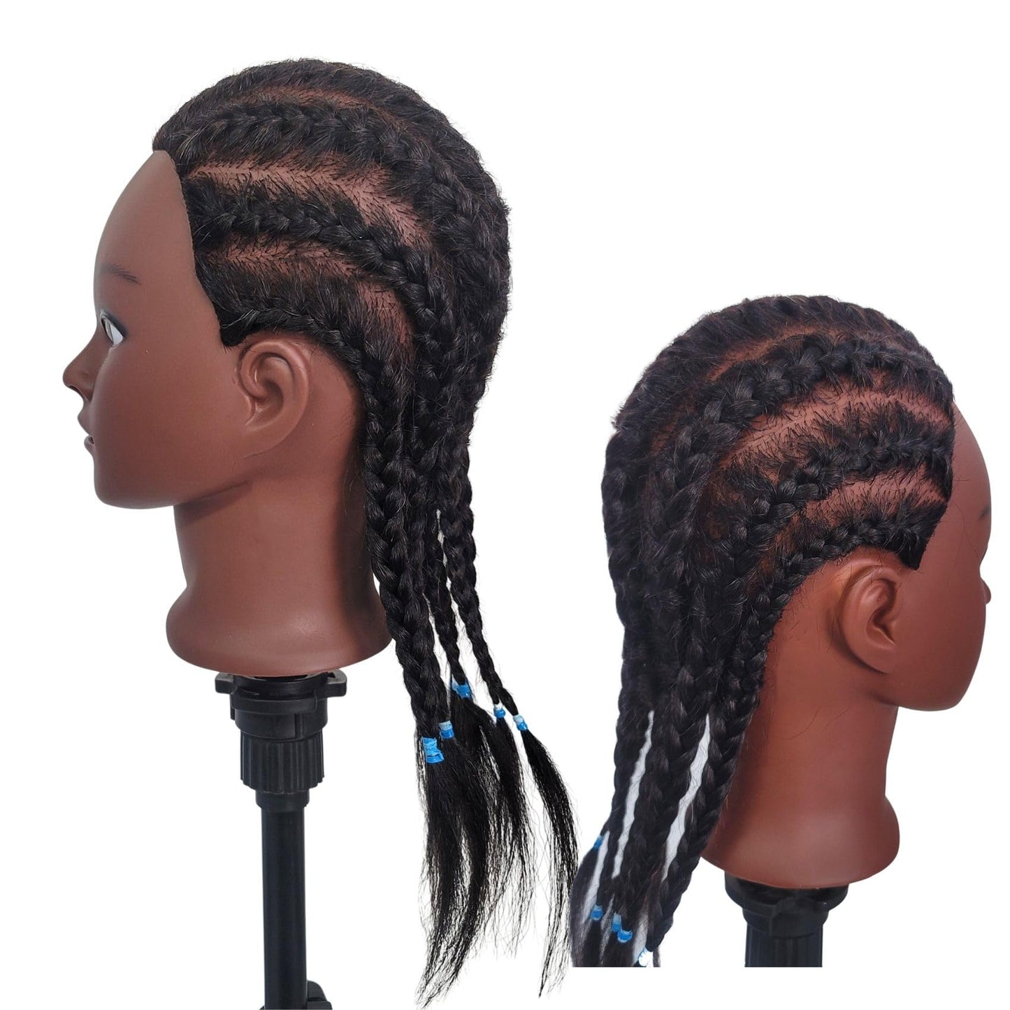 White Smoke Real Hair Braiding Mannequin Head for Practice, African American Training Doll Head with Hair for Kids