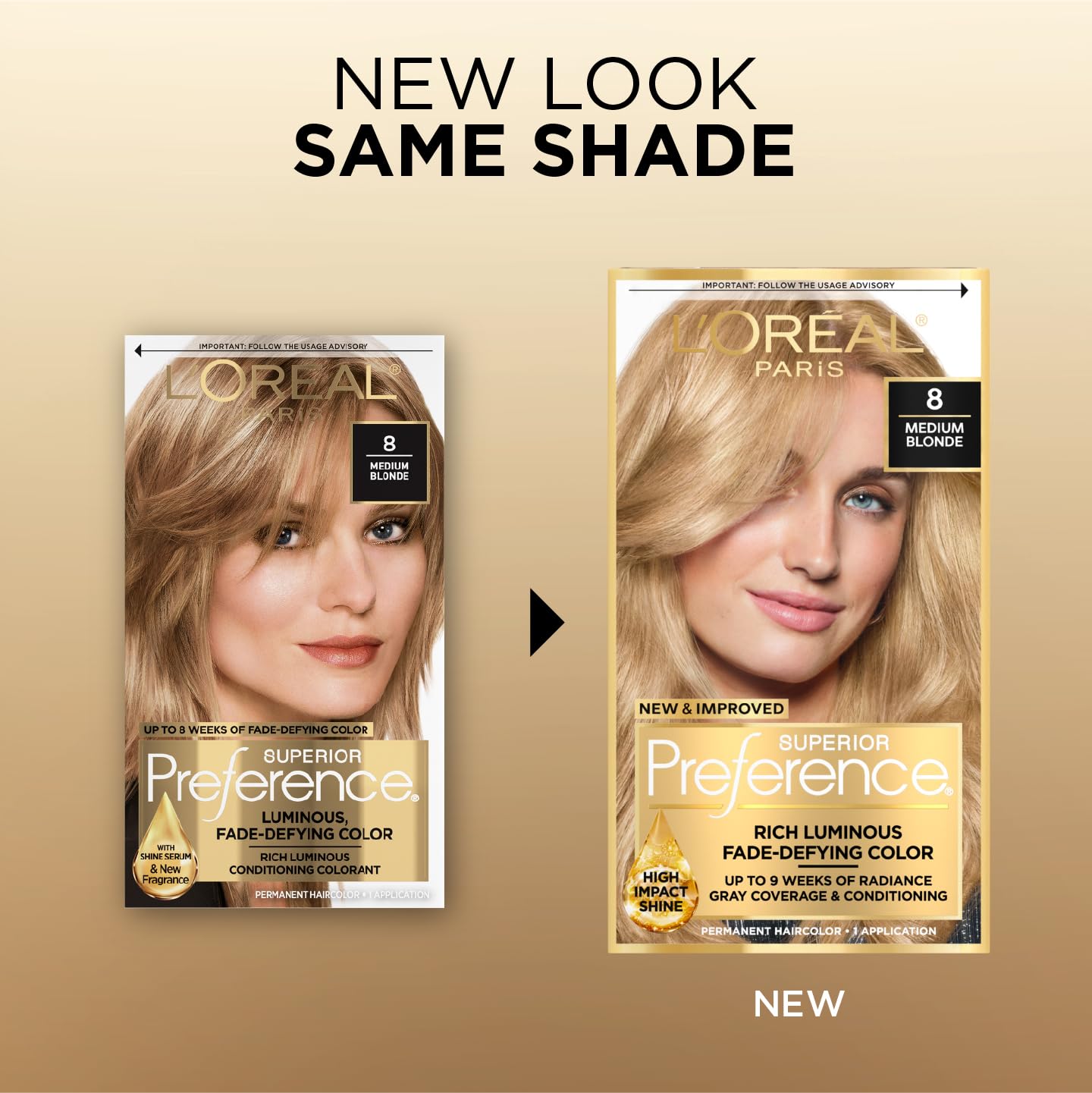 Wheat L'Oreal Paris Superior Preference Fade-Defying + Shine Permanent Hair Color, 8 Medium Blonde, Pack of 1, Hair Dye
