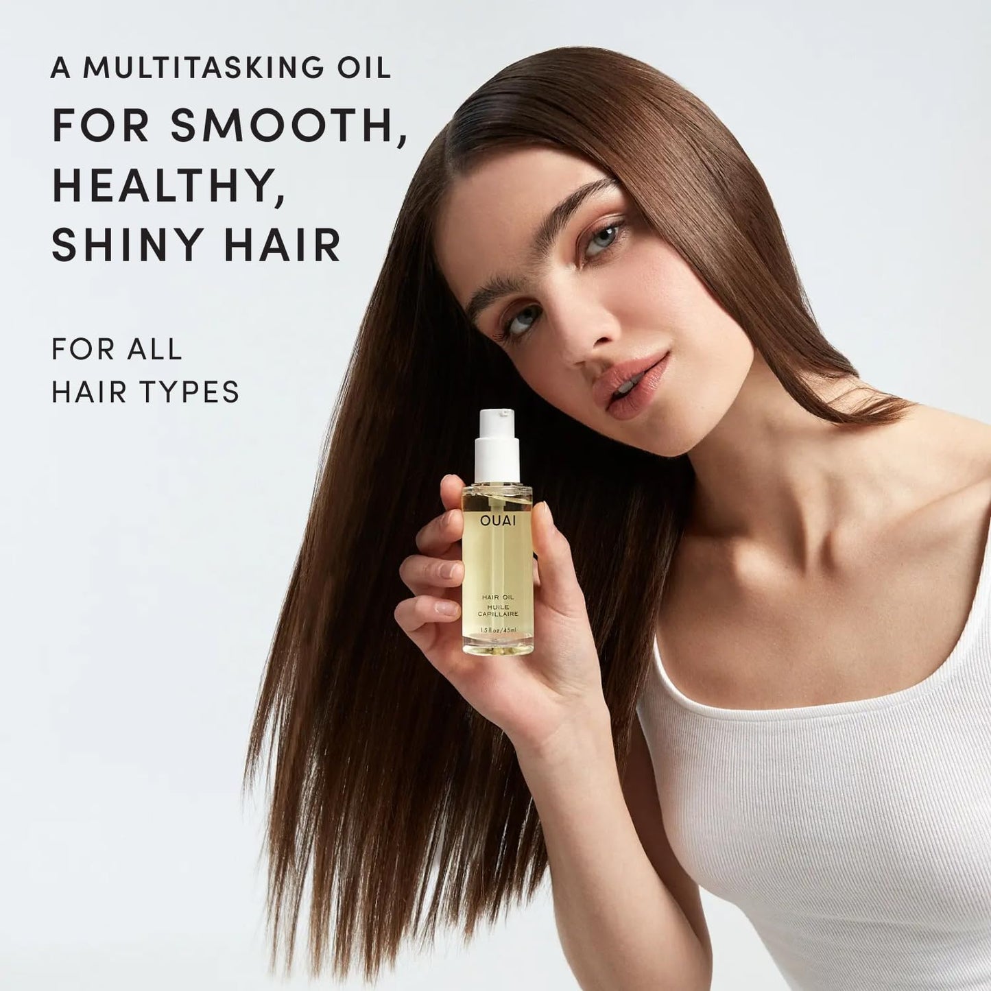 Lavender OUAI Hair Oil - Hair Heat Protectant Oil for Frizz Control - Adds Shine and Smooths Split Ends - Color Safe Formula - Paraben, Phthalate and Sulfate Free (1.5 fl oz)