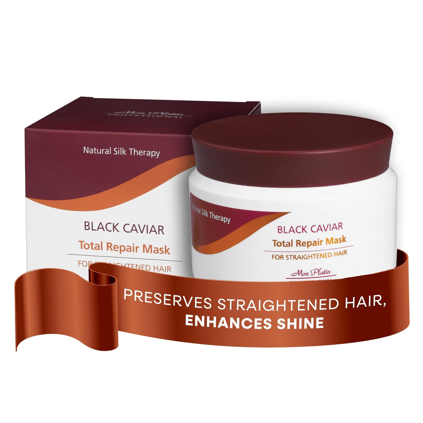 White Smoke Mon Platin Professional Hair Conditioning Mask, Black Caviar Total Repair, 500ML, For Straightened Hair, Intensive Recovery, Deep Conditioning, SLS/Salt Free
