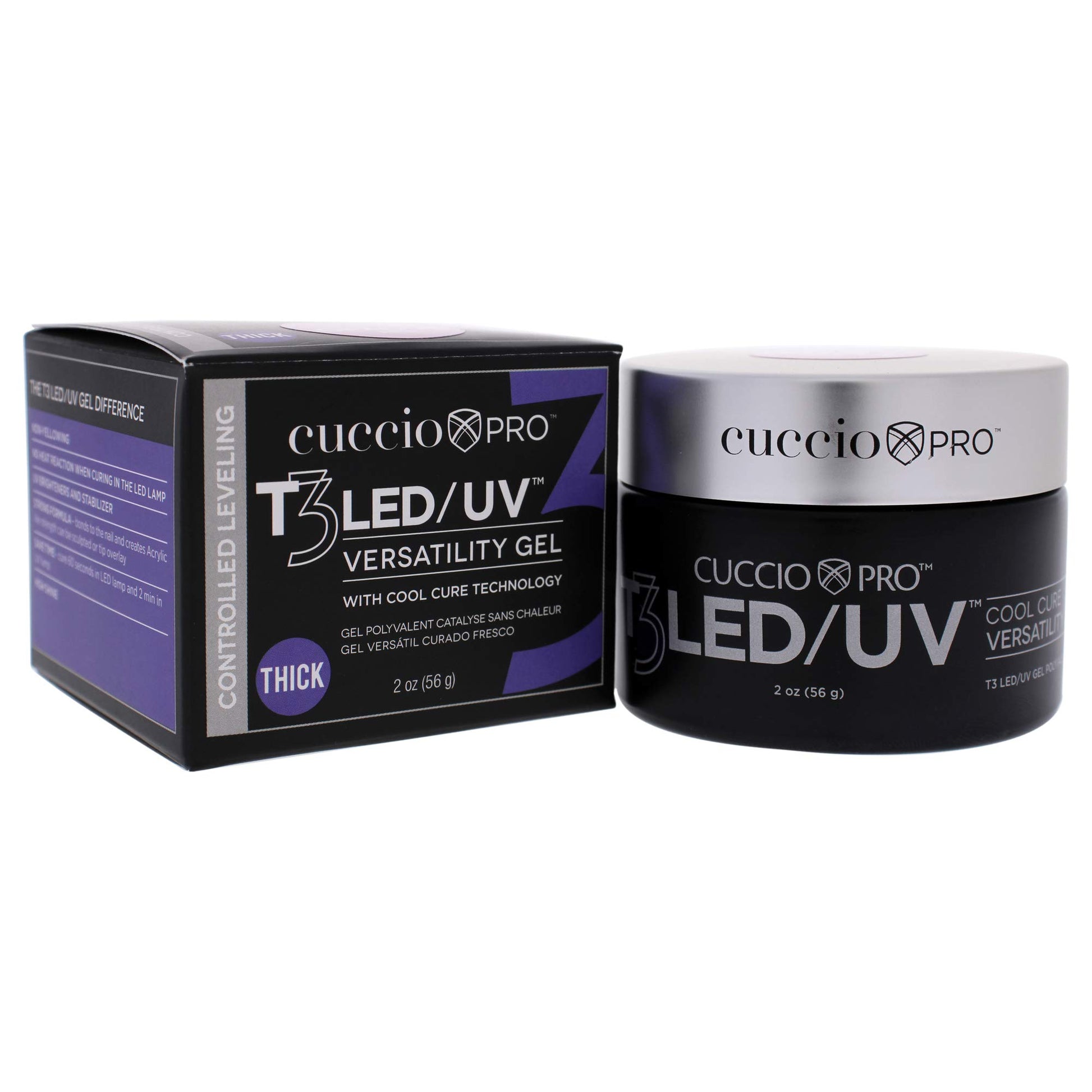 Black Cuccio Pro T3 LED/UV Cool Cure Versatility Gel - Controlled Levelling - Incredibly Flexible - Strong Adhesion - Thick Viscosity - Fast Application - Quick Cure - Opaque Petal Pink - 2 Oz Nail Gel
