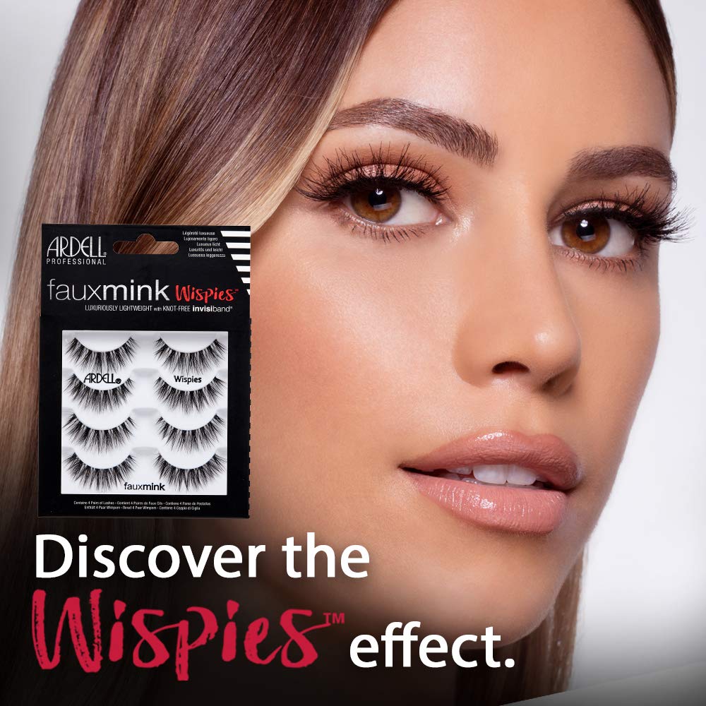 Dark Salmon Ardell Faux Mink False Eyelashes, Wispy Natural Lashes, Reusable, Soft & Lightweight for Everyday Glam, Multipack - 2 Pack x 4 Pairs