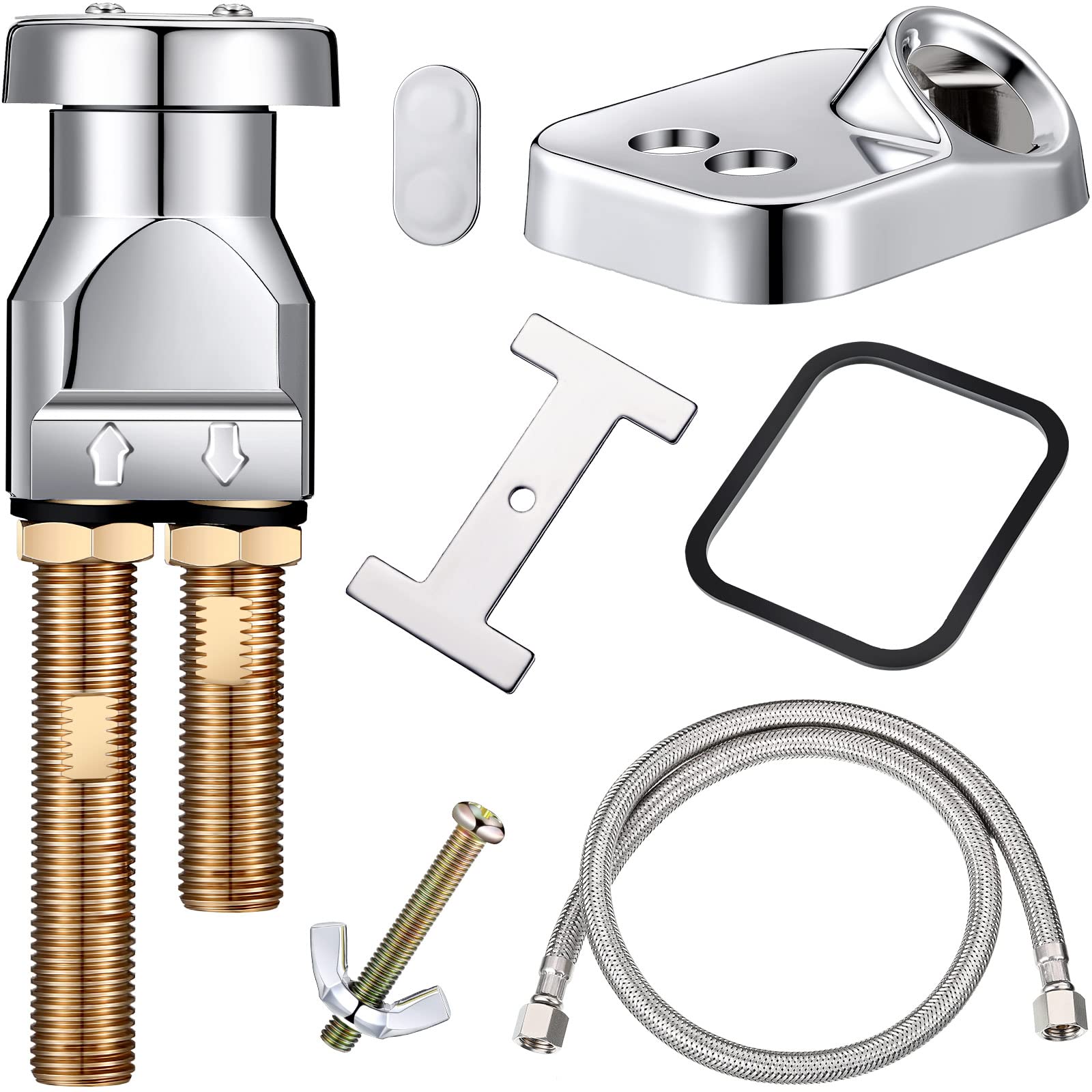 White Smoke Hortsun Shampoo Bowl Vacuum Breaker Kit, Hardware Handle, 7 Pcs Stainless Steel, Chromium Plated Brass, 31 inches, for Salon Sink Parts Replacement