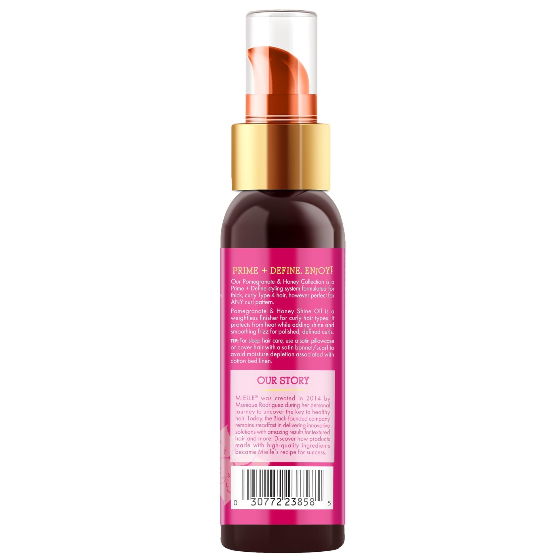 White Smoke Mielle Organics Pomegranate & Honey Shine Oil, Lightweight Hair Oil for Curly & Coily Hair, Adds Shine, Locks in Moisture, Smooths Frizz, Heat Protection, Non-Greasy Finish, Type 4 Hair, 4 fl oz
