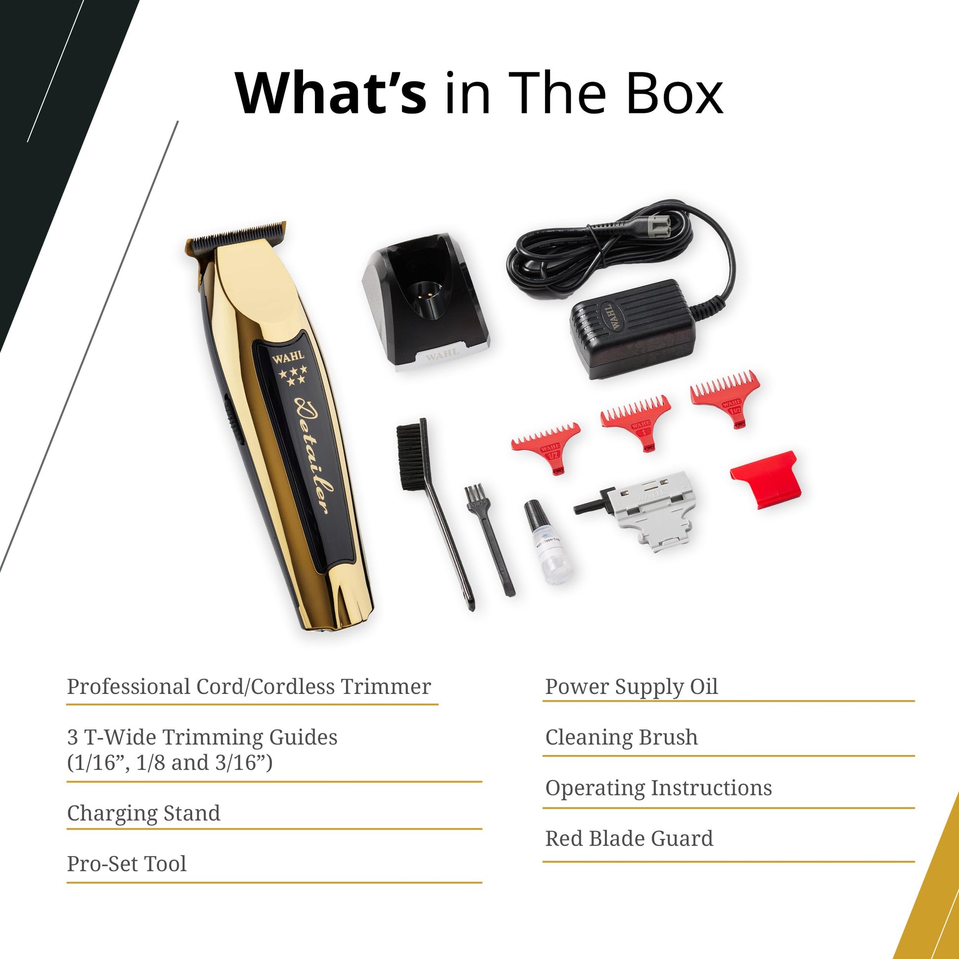 White Smoke Wahl Professional 5 Star Gold Cordless Detailer High Precision Trimmer Lithium Ion Battery