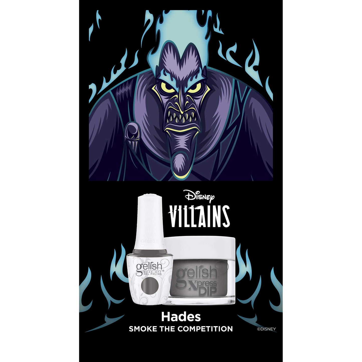 Black Gelish Xpress Dip "Smoke The Competition" Disney Villains Collection, 1.5 oz. - Gray Creme