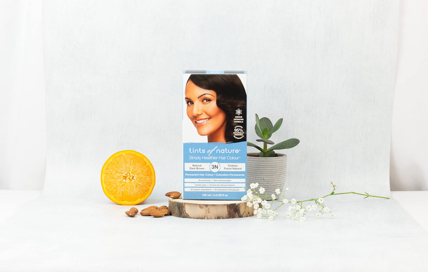 Lavender Tints of Nature 3N Natural Dark Brown Permanent Hair Dye, Nourishes Hair and Covers Greys, Ammonia-Free, 4.4 fl oz