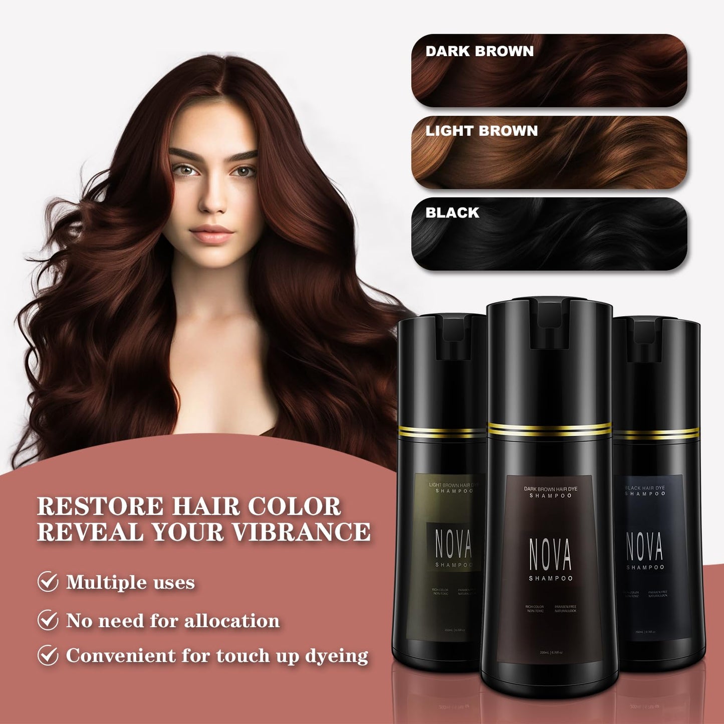 White Smoke Hair Dye Shampoo & Champu Para Canas - Natural 3-in-1 Instant Gray Coverage for Men & Women (Black)