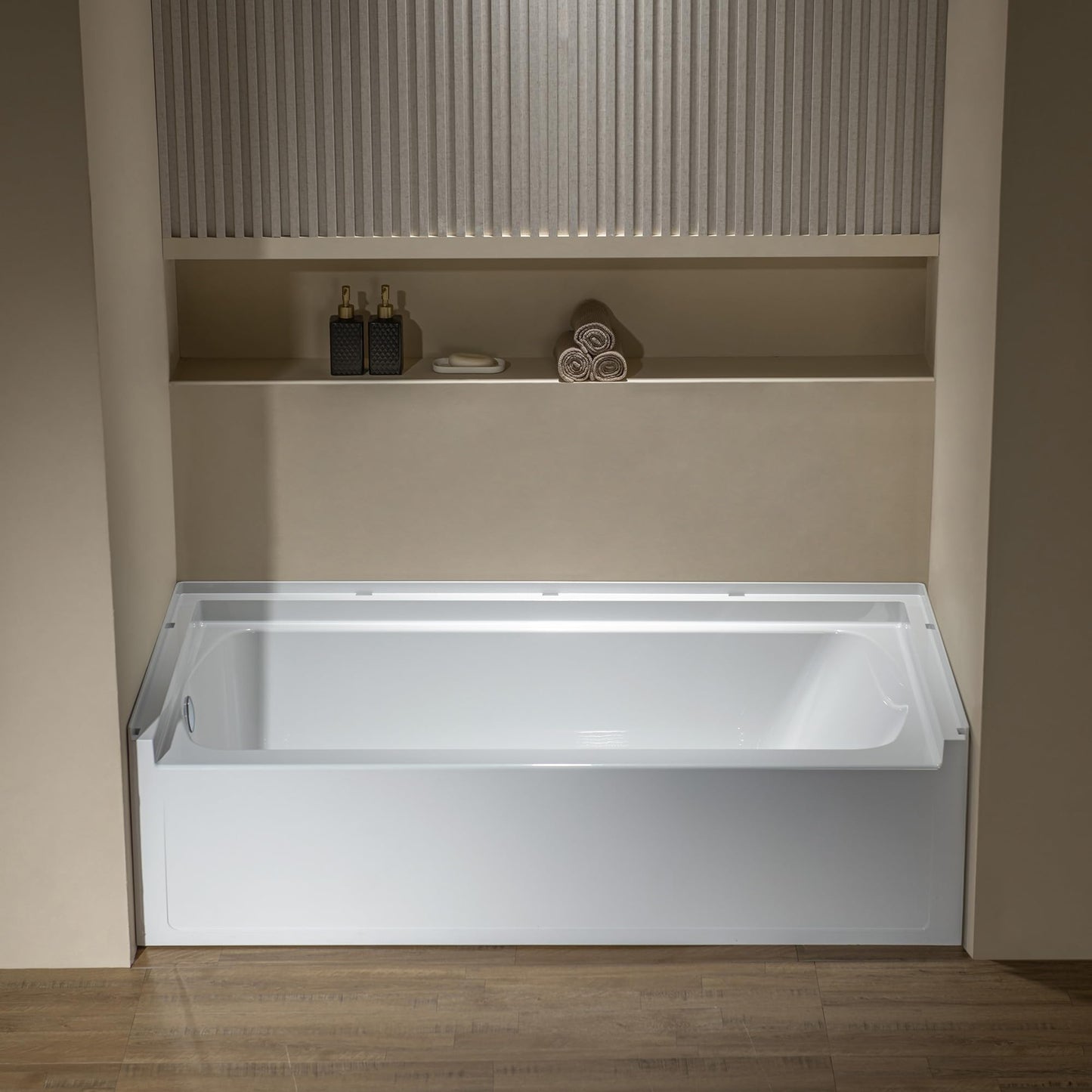 Rosy Brown WOODBRIDGE 60” x 32” Alcove Soaking Bathtub in white with Left-Hand Drain Hole – Tub Only (No Wall Panels)