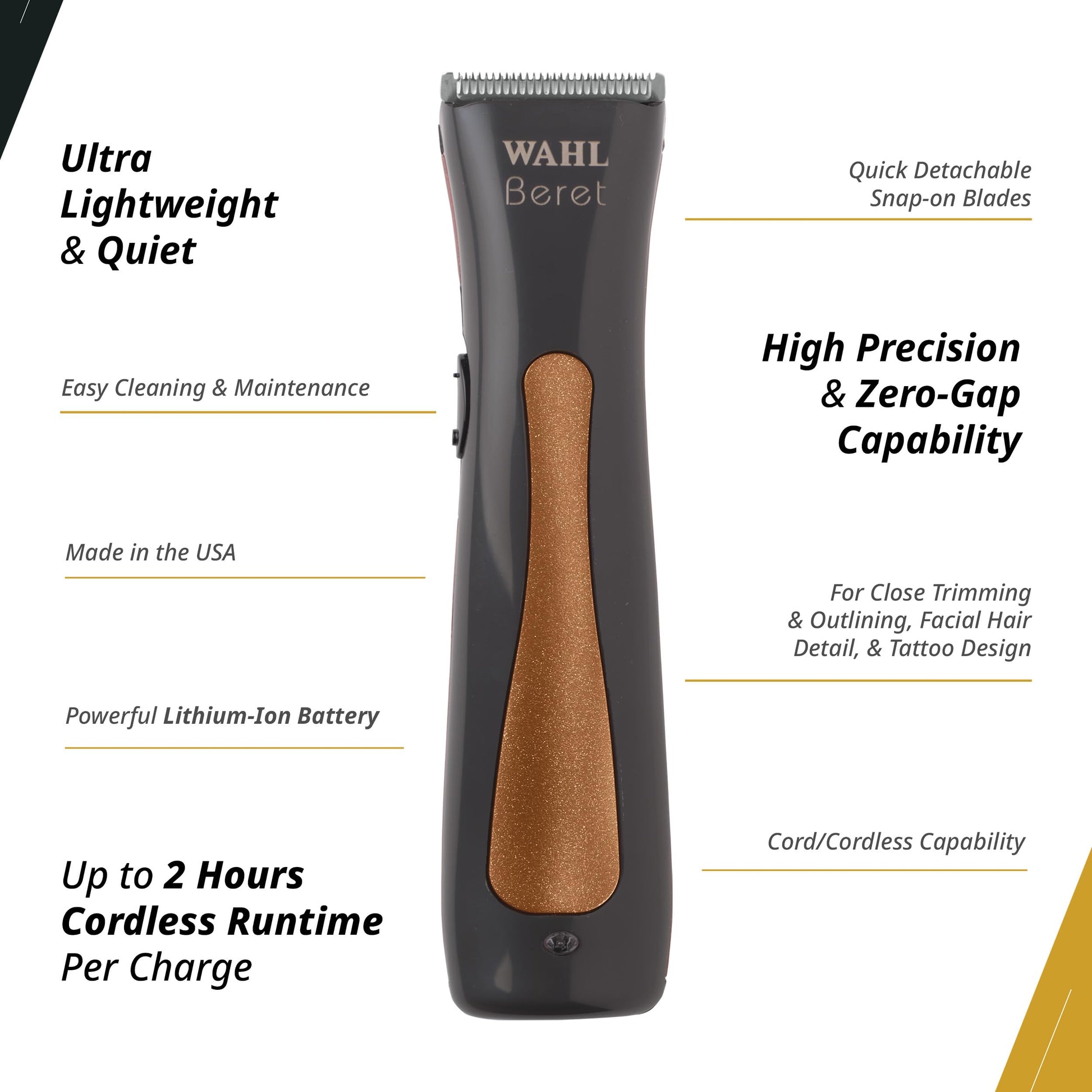 White Smoke Wahl Professional Beret Trimmer Corded and Cordless Operation Lithium Ion Ultra Quiet
