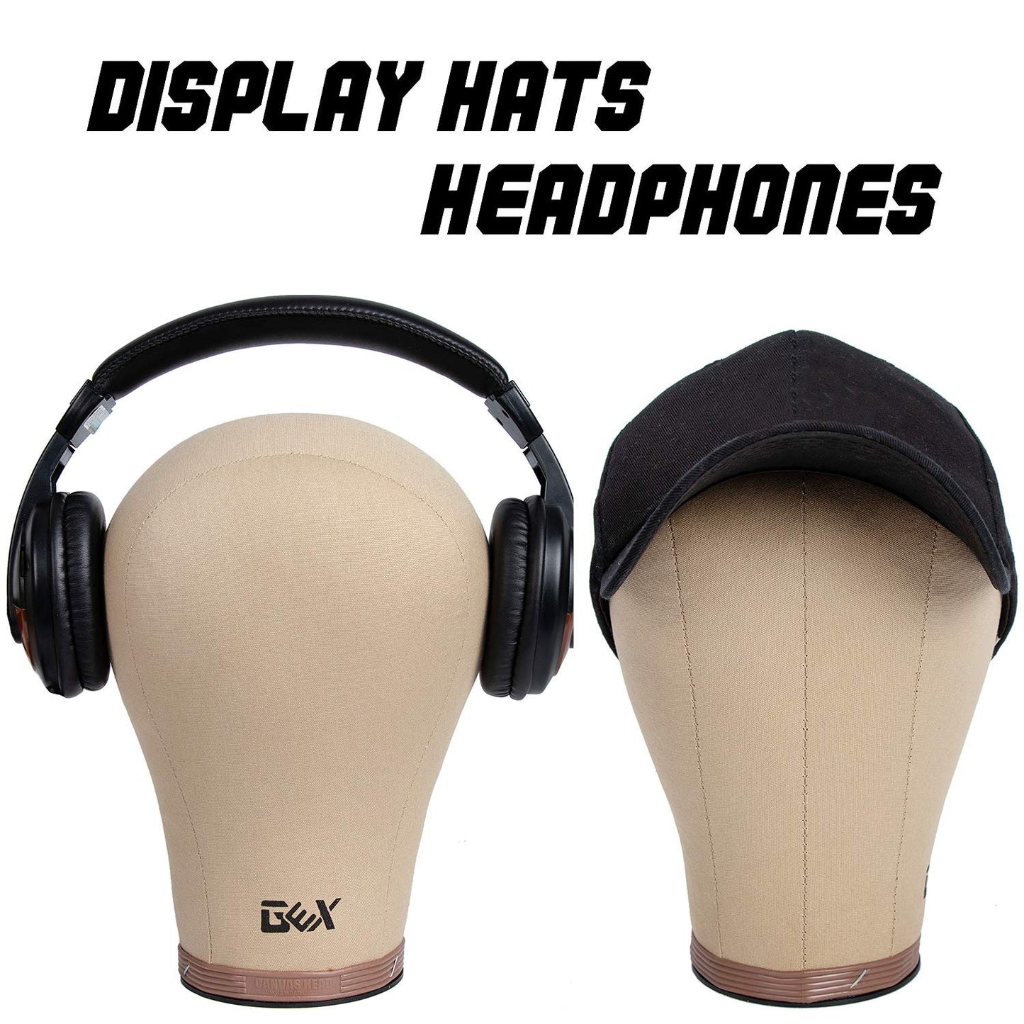 White Smoke GEXWORLDWIDE GEX 20"-24" Cork Canvas Block Head Mannequin Head Wig Display Styling Head With Mount Hole (Light Brown, 22")
