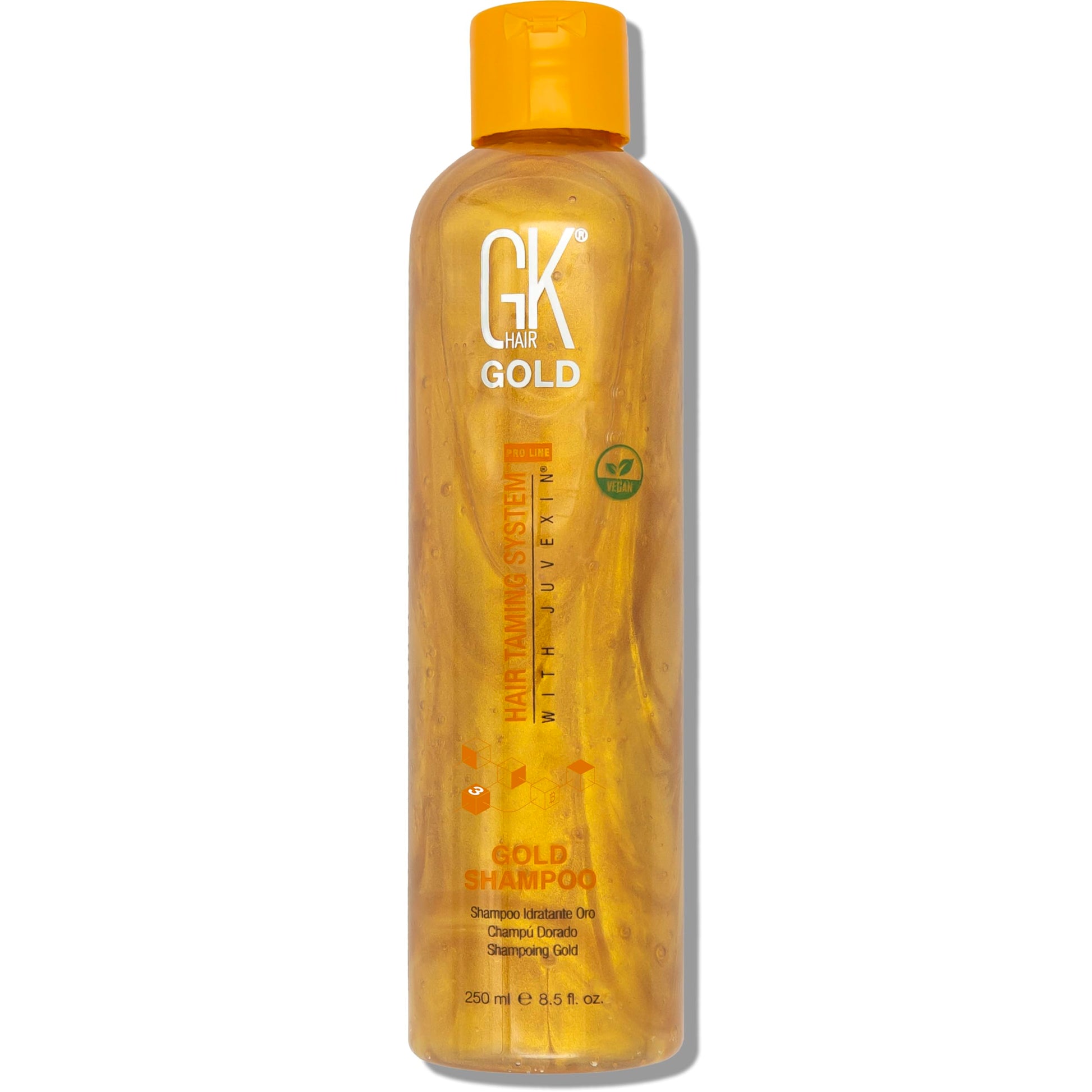 White Smoke GK HAIR Gold Shampoo 8.5 Oz Hydrating Hair Cleanser with Aloe Vera and Shea Butter for Dry Damaged Hair Frizz Control Smooth Soft Shine Wild Orchid Fragrance