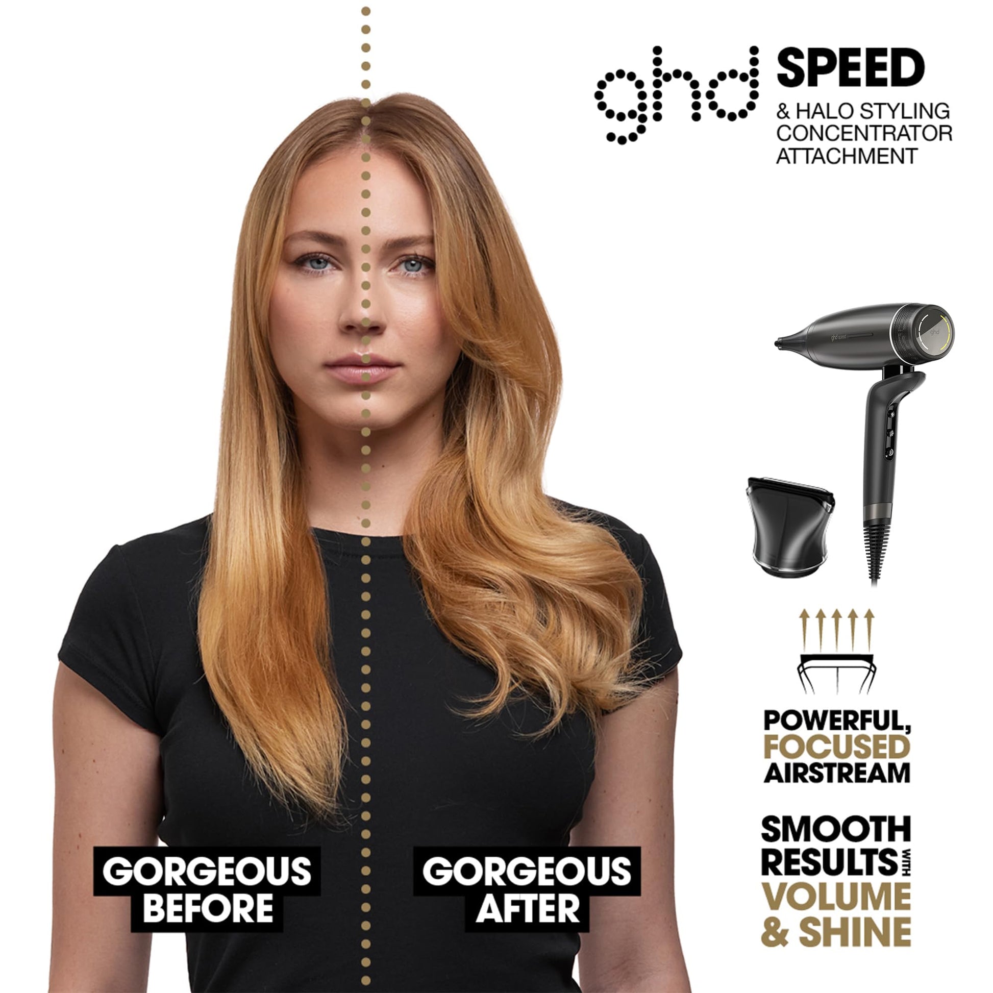 White Smoke ghd Speed Ionic Hair Dryer in Titanium Black - Fast, Quick, Powerful Blow Dries with Control & No Heat Damage, ghd's Best Blow Dryer - for All Hair Types