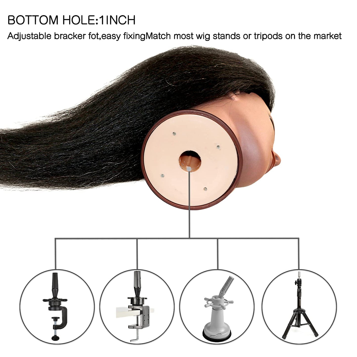 White Smoke ISHOT Mannequin Head Human Hair,16"100% Real Human Hair,Beauty School Hair Practice Head,Manikin Cosmetology Hairdresser Training Head,Doll Head