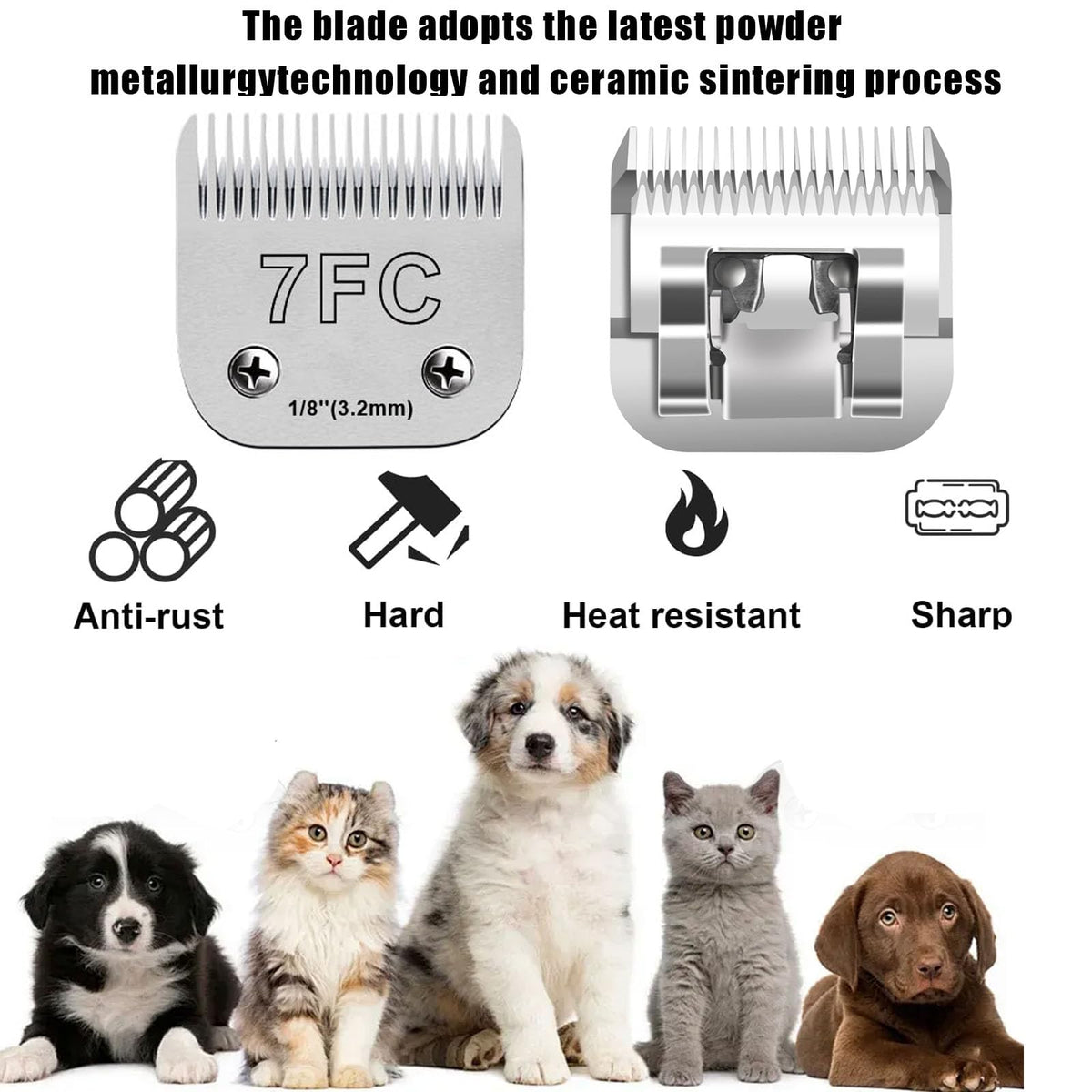 White Smoke 5Pack Dog Grooming Blades Compatible with Andis Dog Clippers,Dog Clipper Blades Compatible with Oster A5,Wahl km10 Dog Clippers for Animal Dog Cat Horse,Stainless-Steel Blade Sharp