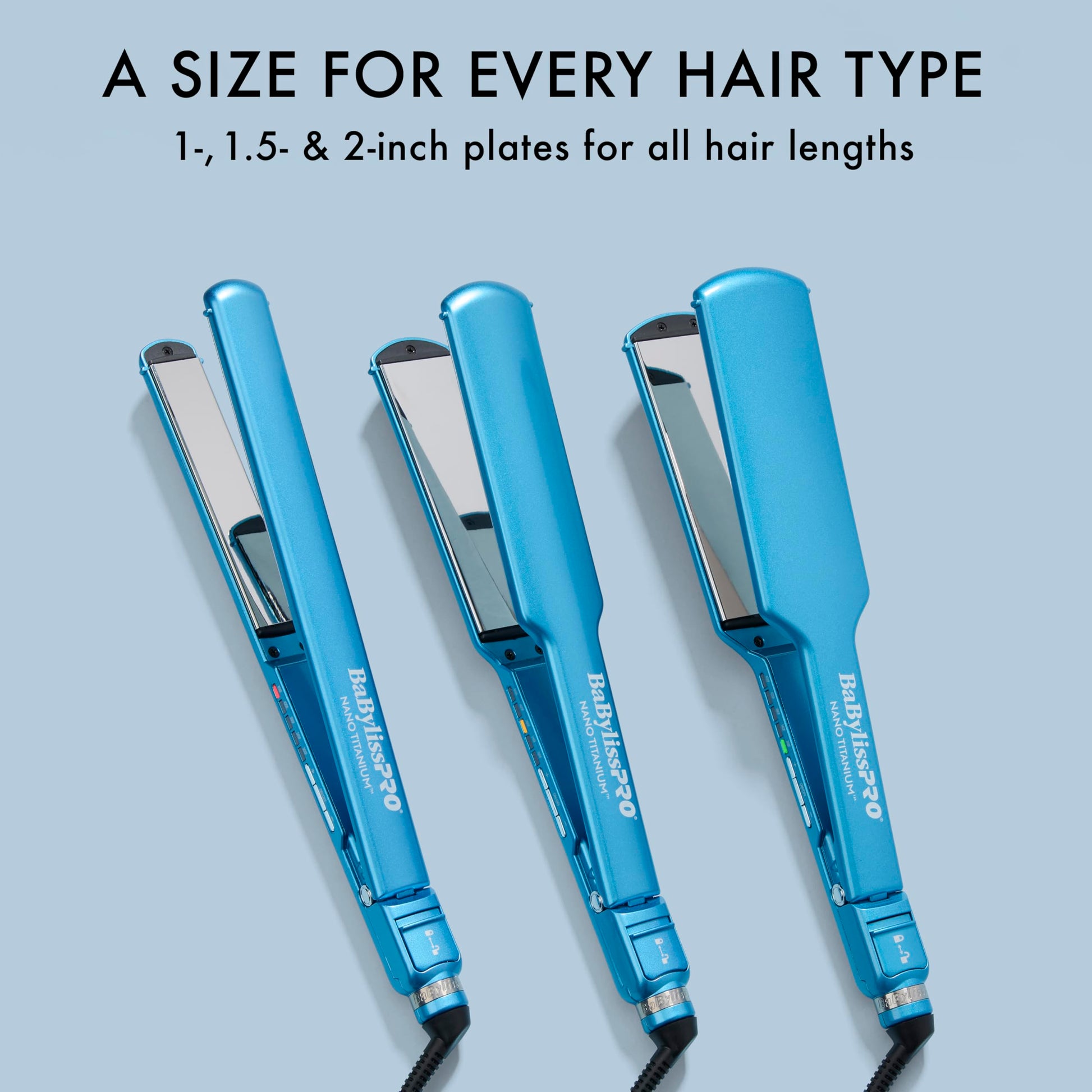 Light Steel Blue BaBylissPRO Flat Iron Hair Straightener, 1 Inch Digital Nano Titanium, Hair Styling Tools & Appliances, BNT4172T