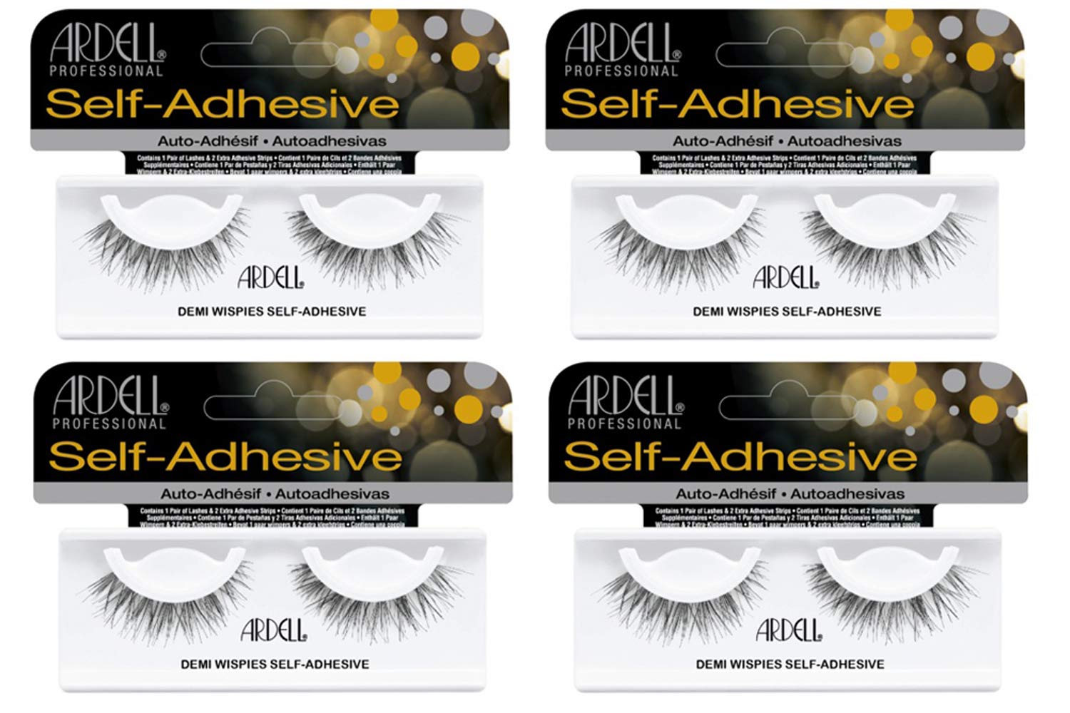 White Smoke Ardell Self Adhesive False Eyelashes Demi Wispies - Reusable, Lightweight, Natural Look Lashes, No Glue Needed, 4 Pack