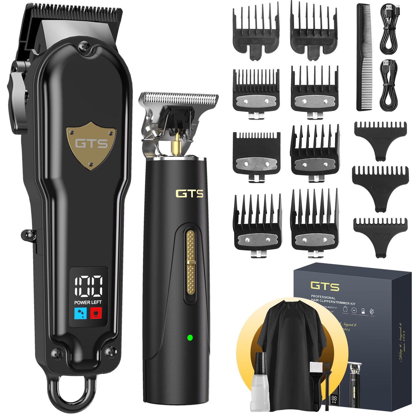 White Smoke GTSPro Hair Clippers for Men, Clippers and Trimmers Set, Barber Clippers, Electric Hair Trimmer with Box, Gifts for Men Black