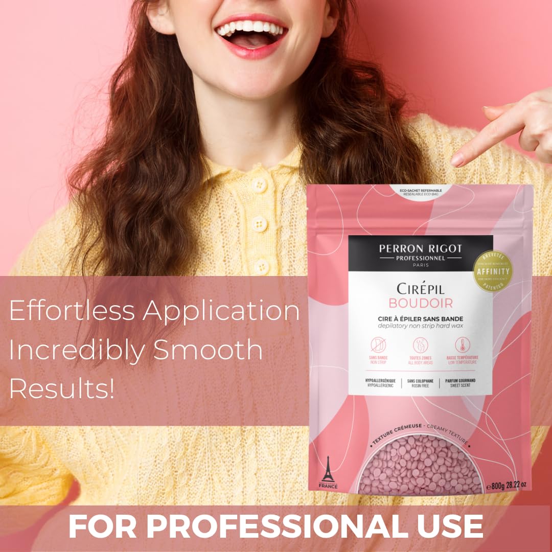 Pink Cirepil - Boudoir - 800g / 28.22 oz Hard Wax Beads Bag - Hypoallergenic, Allergen-Free & Rosin-Free for Sensitive Skin - Professional Stripless Hair Removal for Face & Body - Low Temp Refill Bag