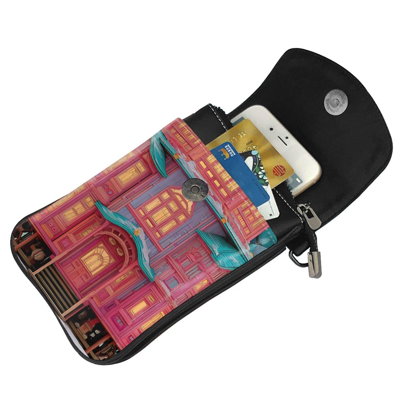 White Smoke Enchanted Alcove Small Cell Phone Purse Crossbody Compact Exquisite and Reliable for Daily Commuting and Travel
