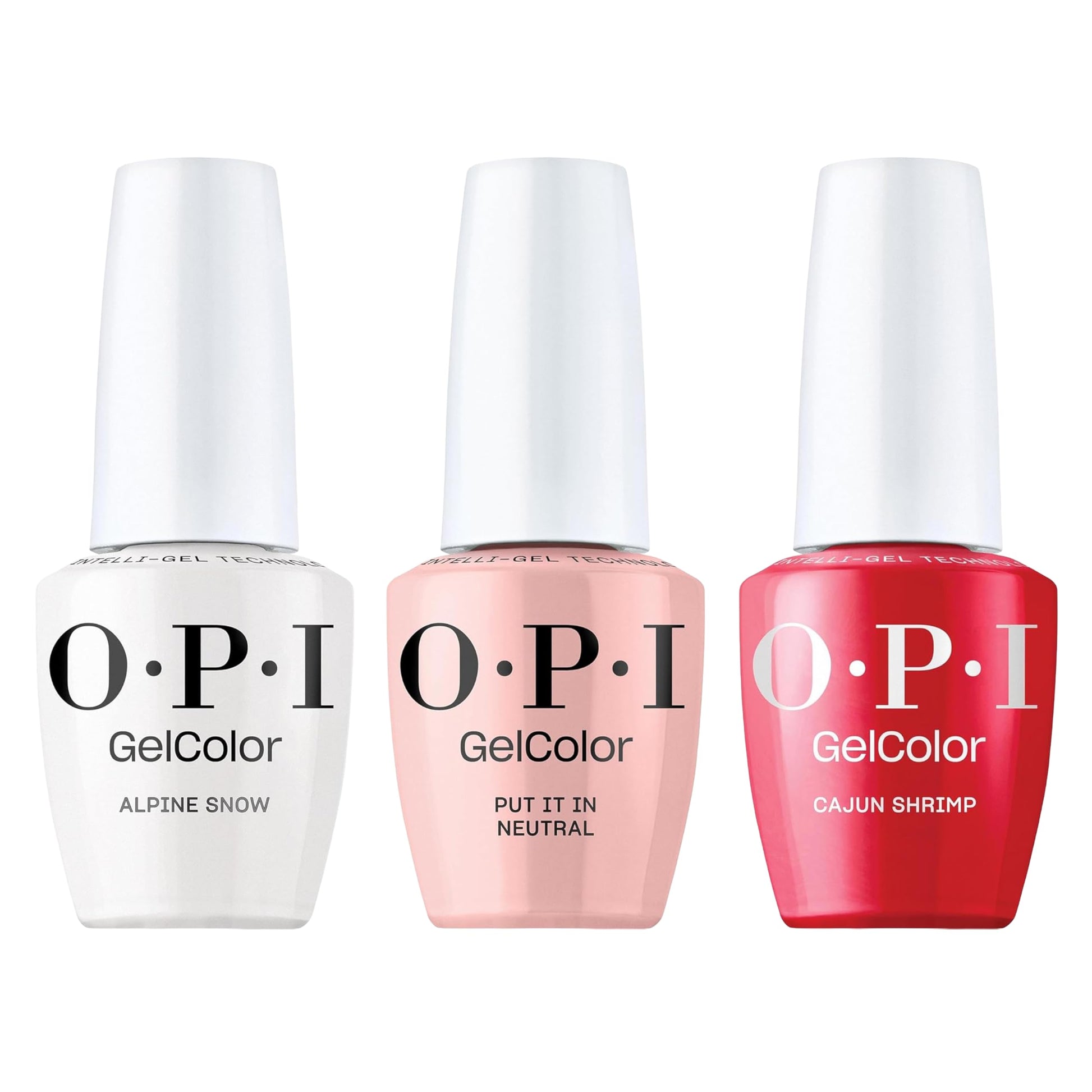 White Smoke OPI GelColor Iconic Shades Gel Nail Polish Trio Bundle | Put It in Neutral, Sheer Soft Pink + Cajun Shrimp, Opaque Bright Orange + Alpine Snow, Opaque Soft White Crème UV Cure Gel Nail Polish Colors
