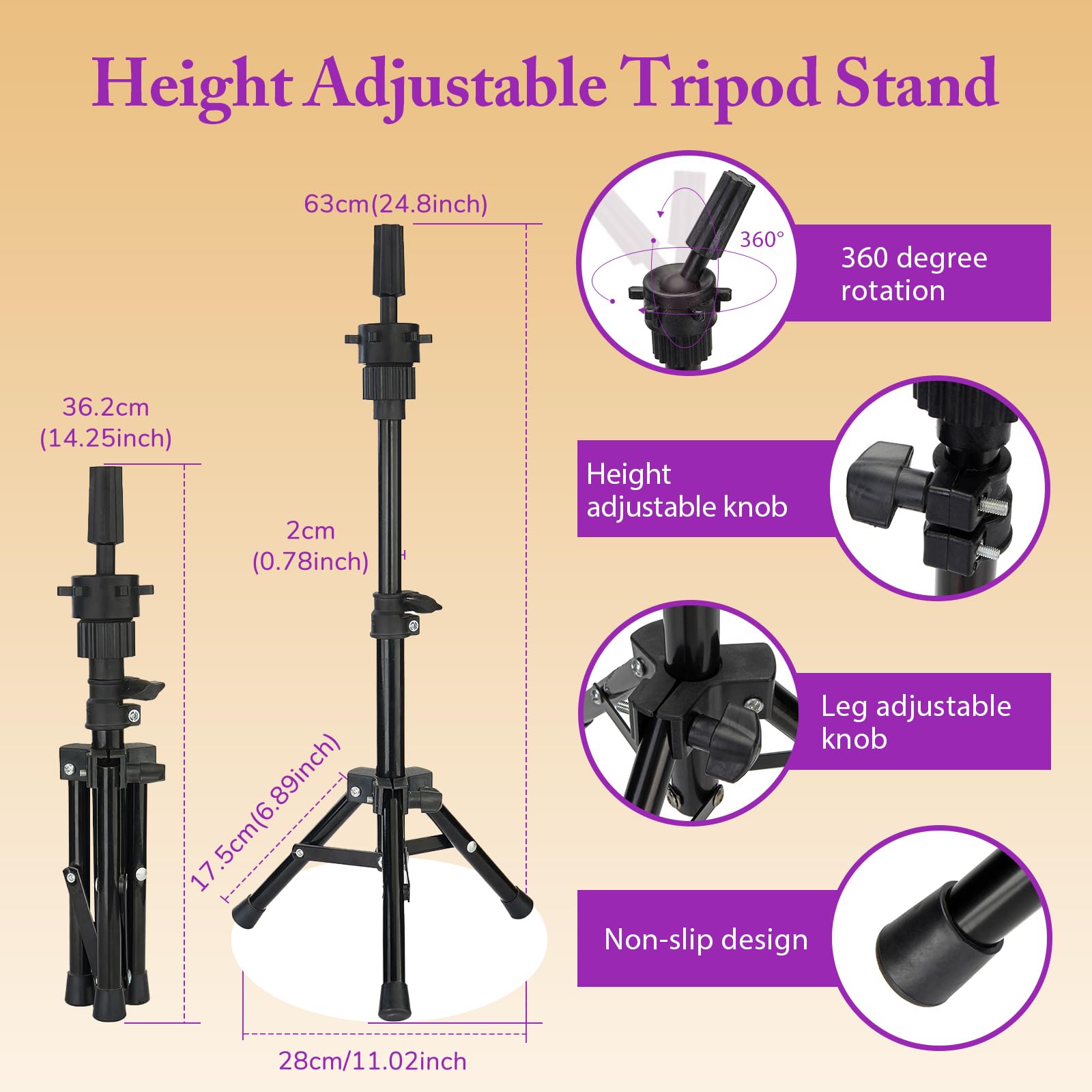Light Goldenrod Mannequin Head with 80% Real Human Hair with Tripod Stand - 28" Makeup Cosmetology Manikin Doll Head for Hair Styling, Hairdressing Training Head for Braiding Practice Suitable for Hair Extensions